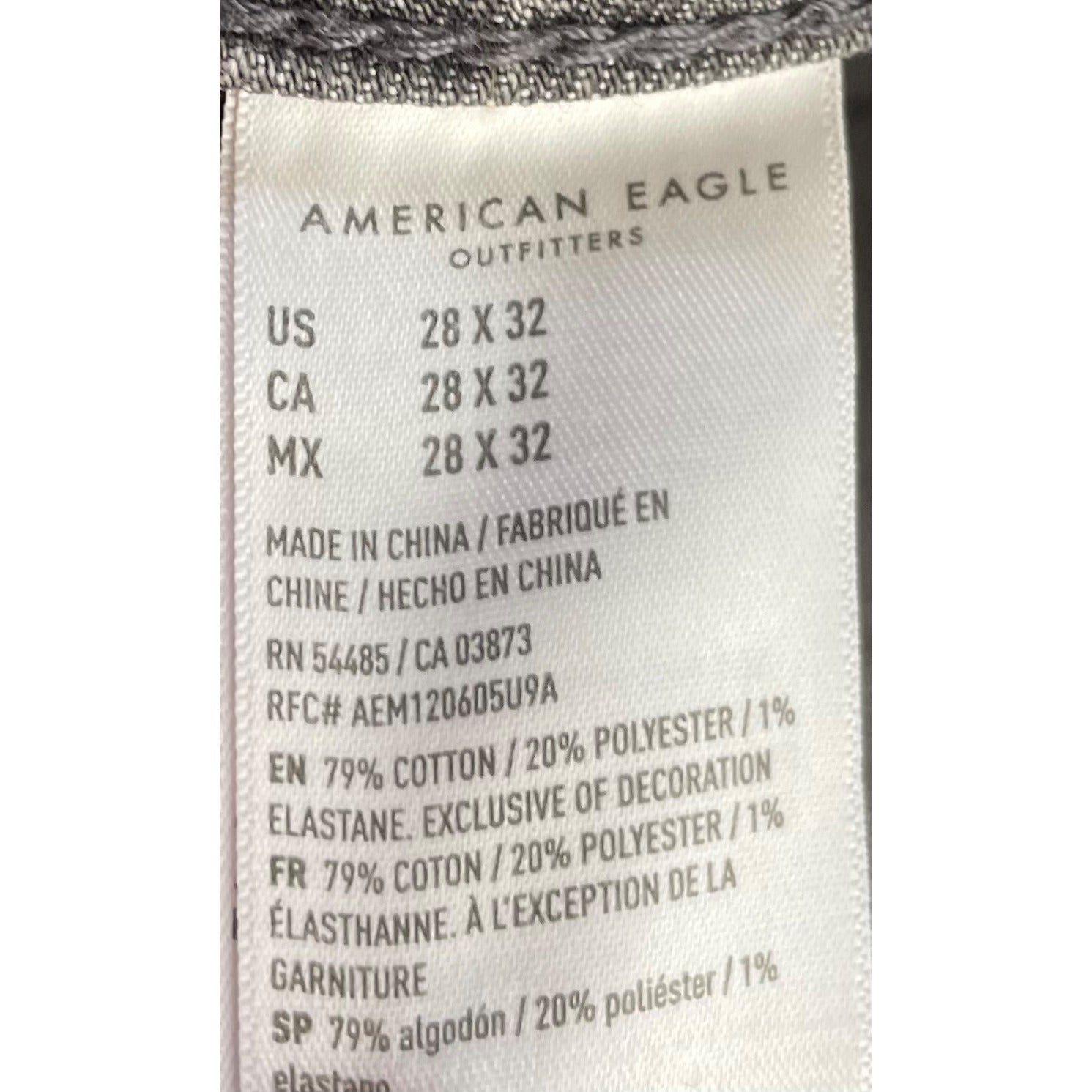 American Eagle Women's Size 28 X 32 Grey Distressed Denim Skinny Jean Pants