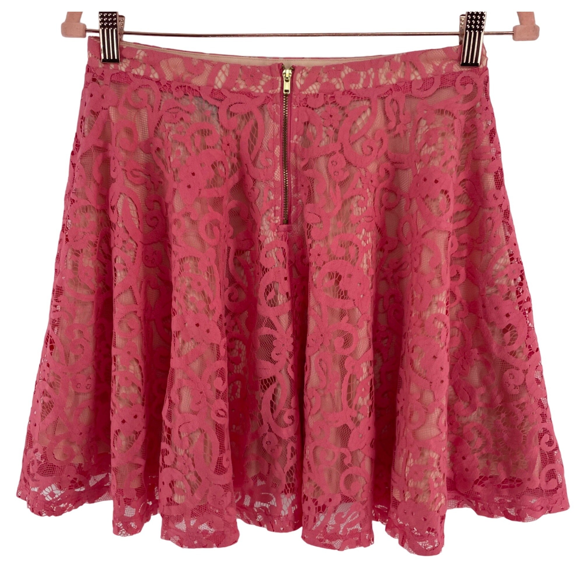 H&M Women's Size Small Pink A-Line Lace Mini Skirt