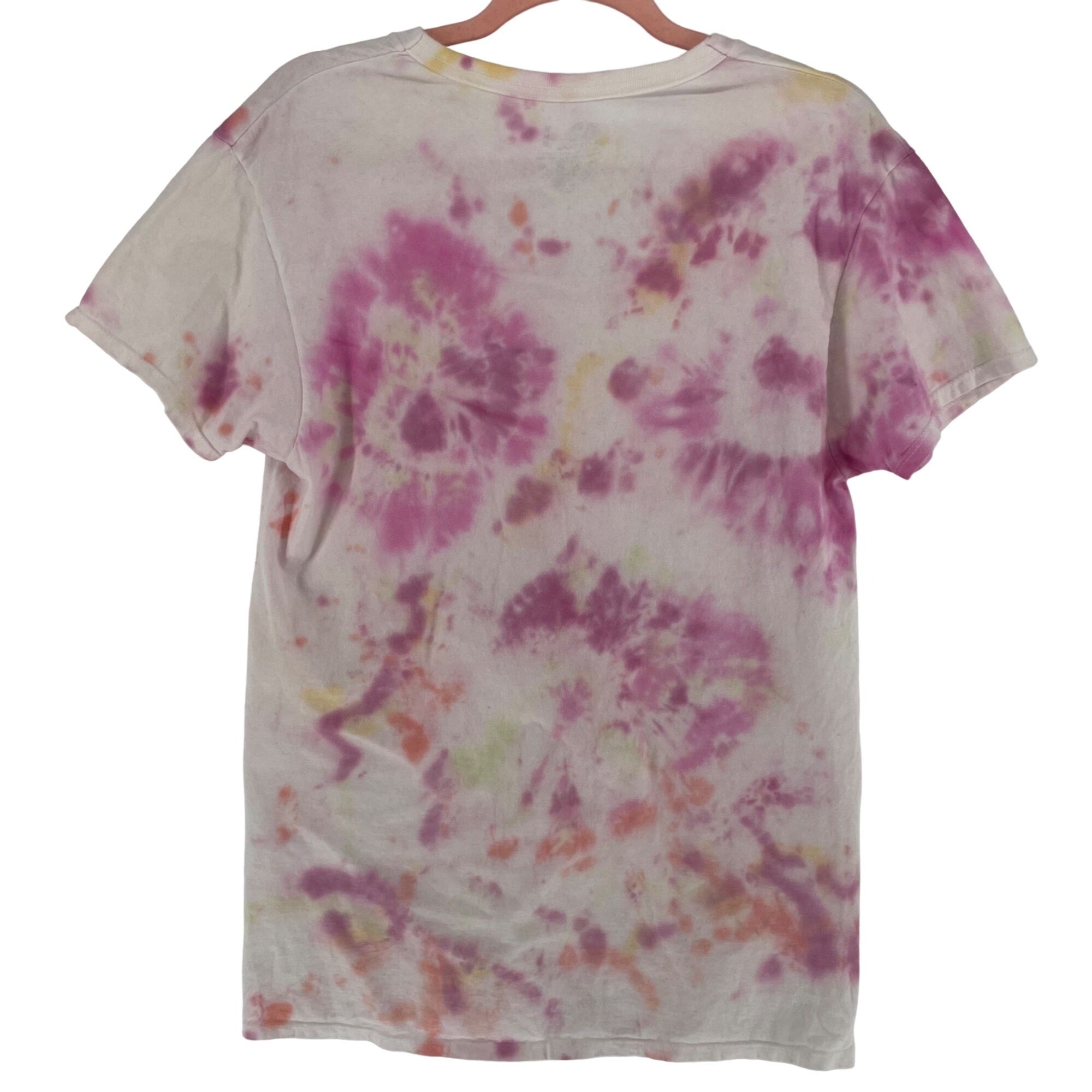 Fruit Of The Loom Women's Size Medium Pink/Orange/White Tie Dye Crew Neck T-Shirt