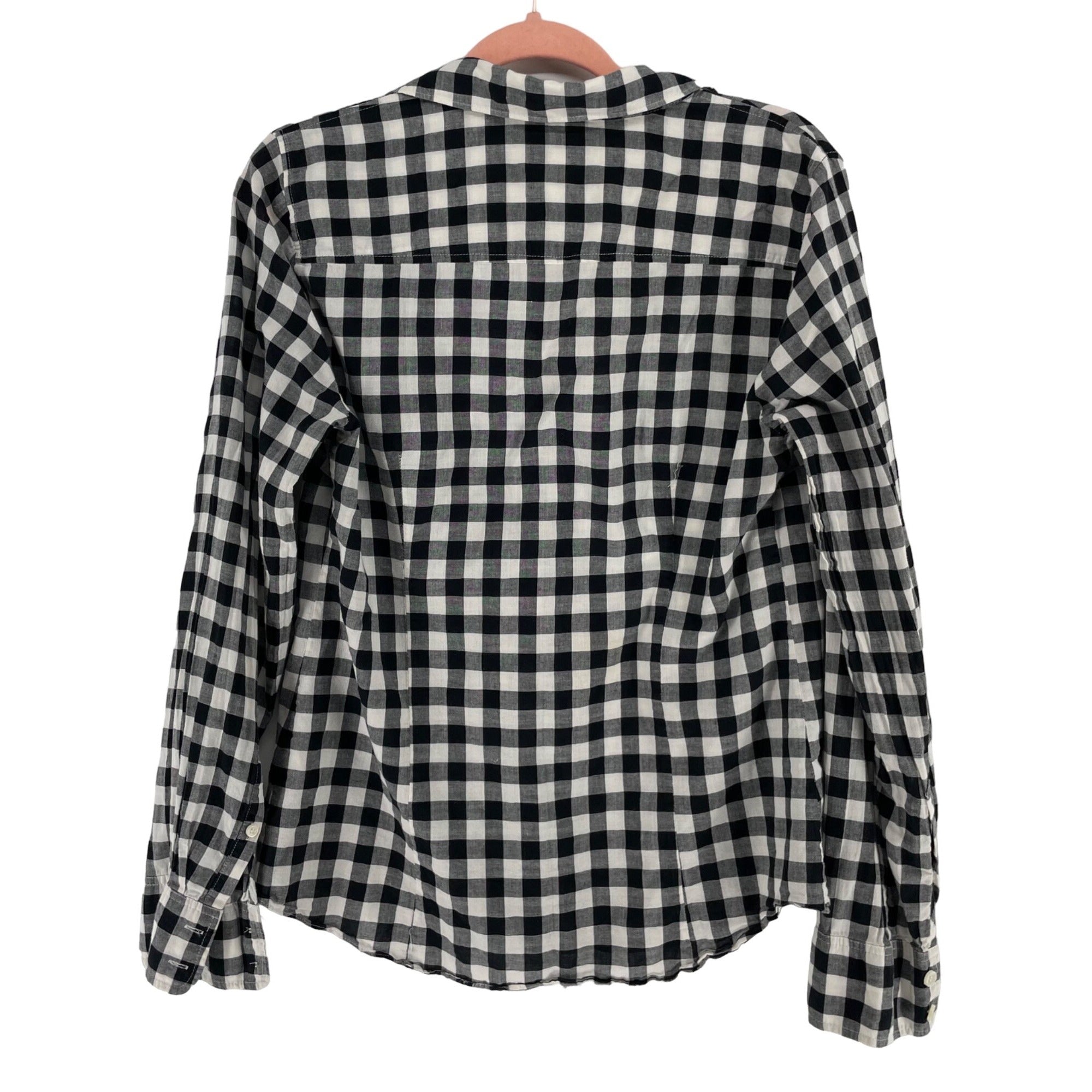 J. Crew Women's Size Medium Black & White Checkered Button-Down Flannel