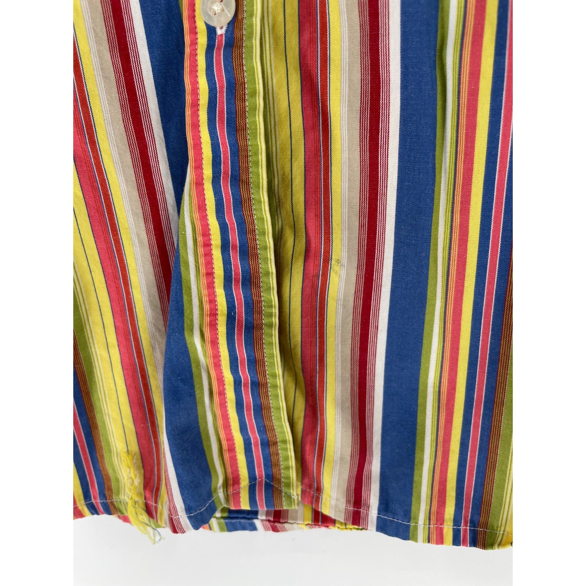 Lauren Ralph Lauren Women's Size Large Button-Down Yellow/Blue/Red Striped Shirt