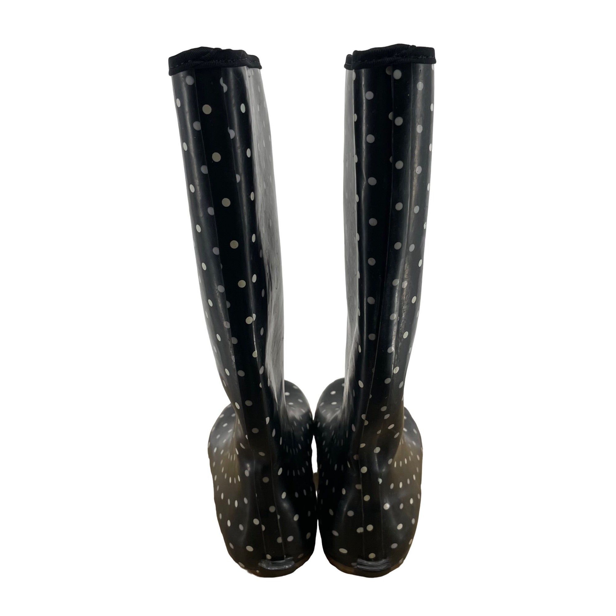 Target Women's Size Mid-Calf Black & White Polka Dot Rubber Rain Boots