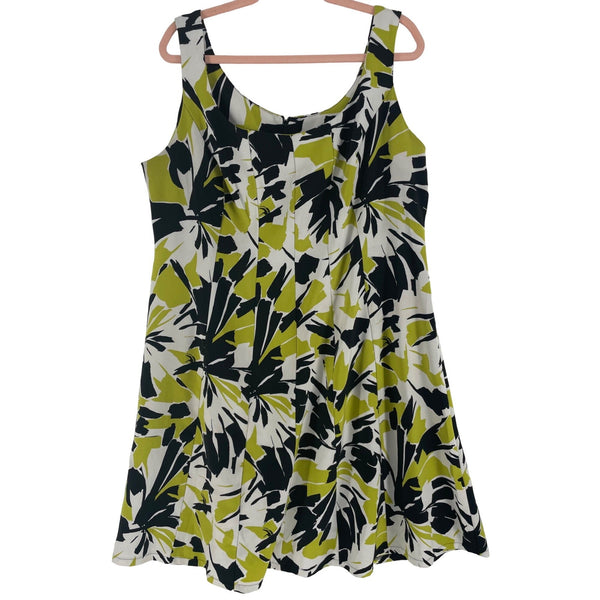 Women's Size 22/24 Sleeveless Lime Green/Black/White Dress