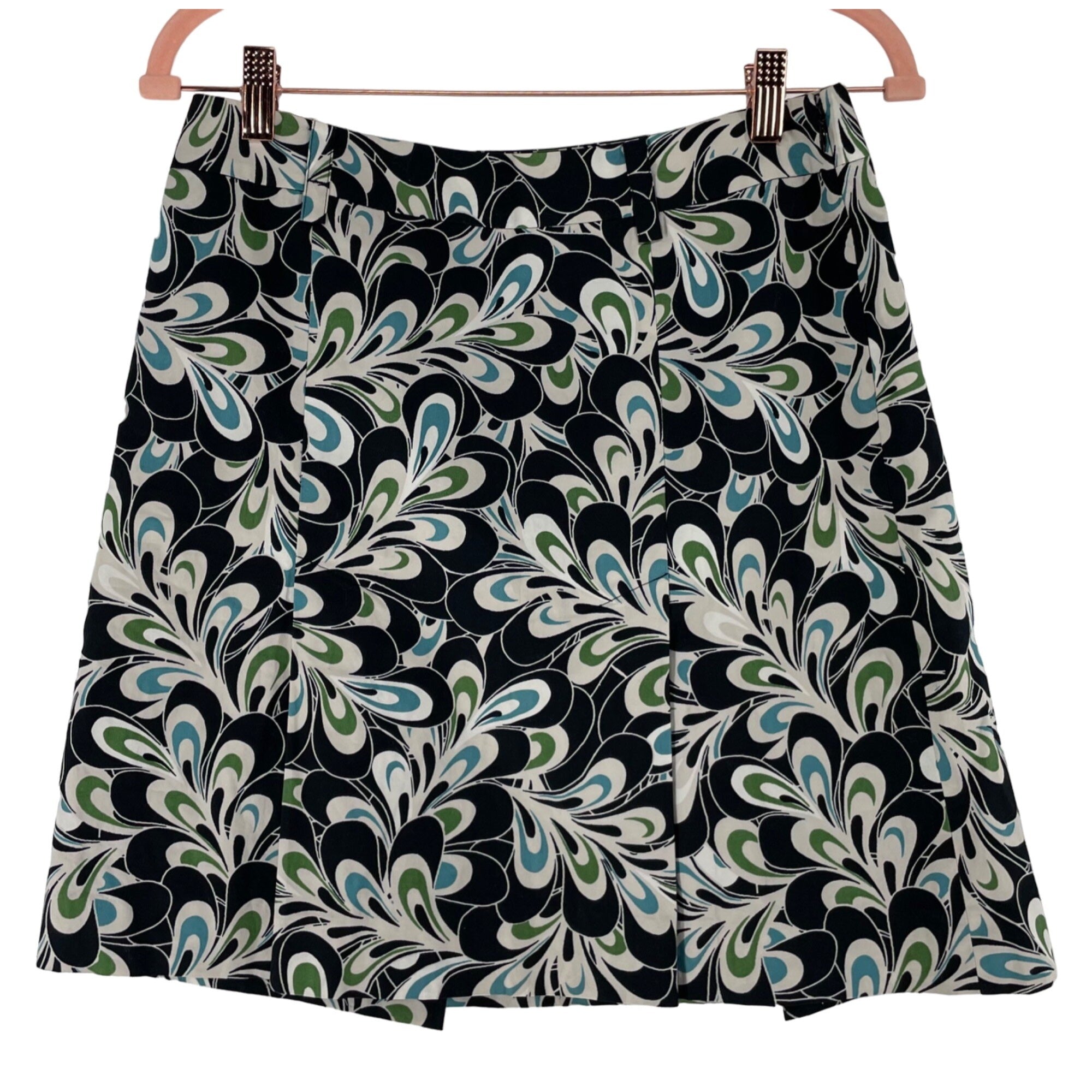 LOFT Women's 4P Navy, Blue, Green & White A-Line Midi Skirt