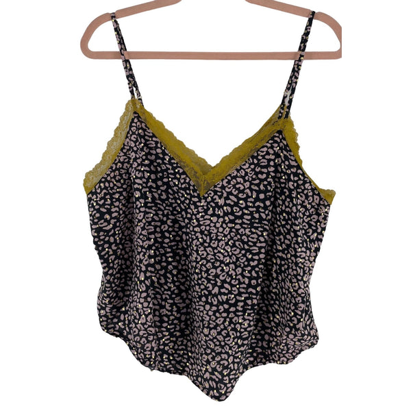 Victoria's Secret Women's Size XL Black/Pink/Mustard Yellow/Gold Leopard Print Lace Cami