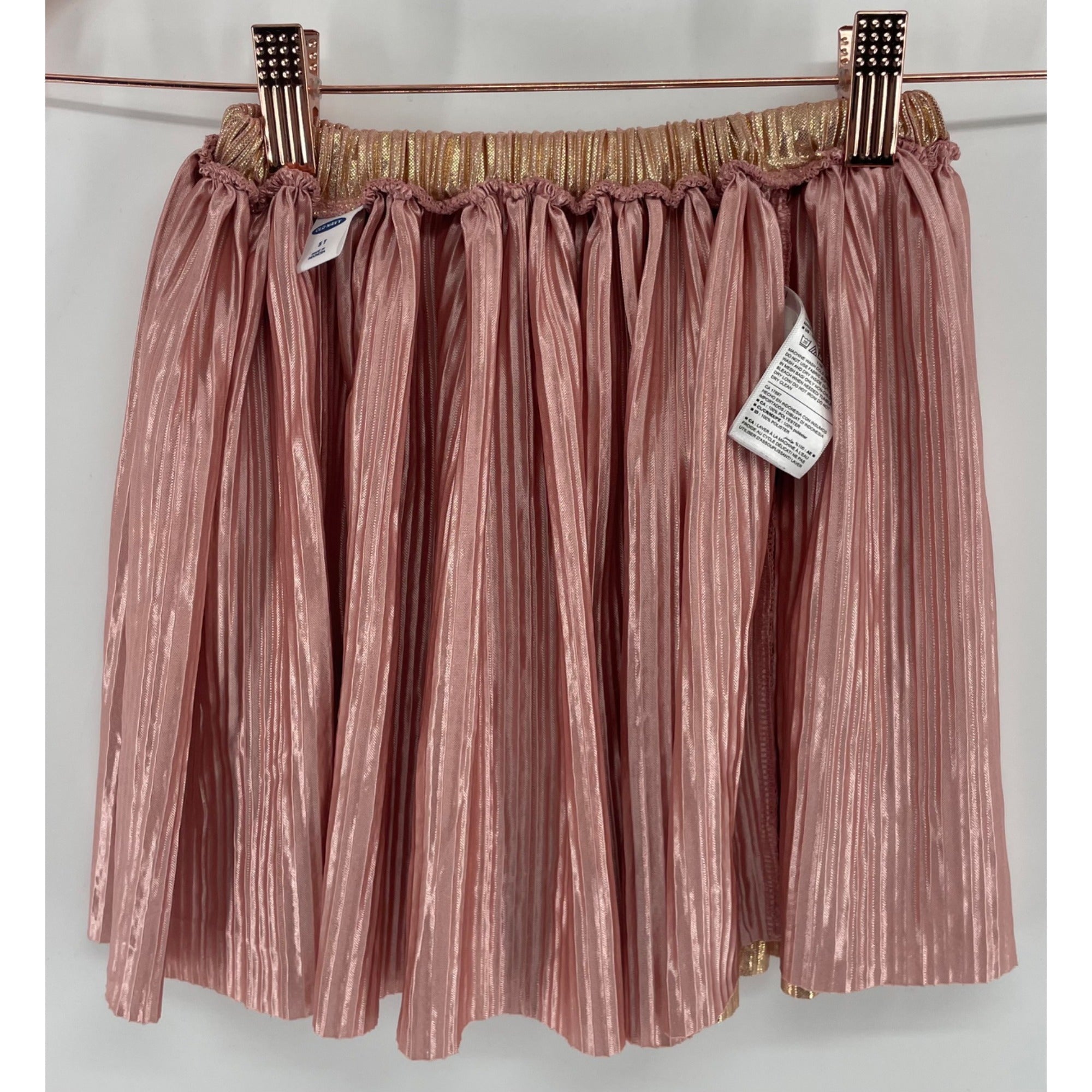 Old Navy Girl's 5T Gold & Pink Shimmery Crinkle Skirt