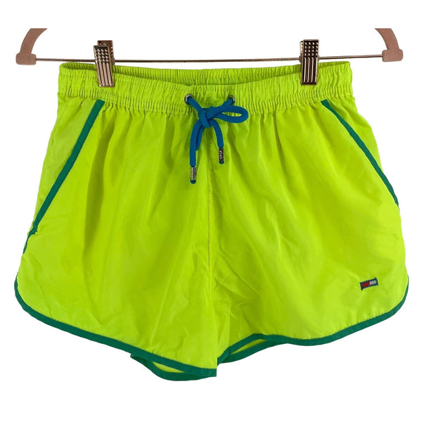 GRCF Women's Size XXL Neon Yellow & Teal Athletic Shorts W/ Elastic Waist & Drawstring