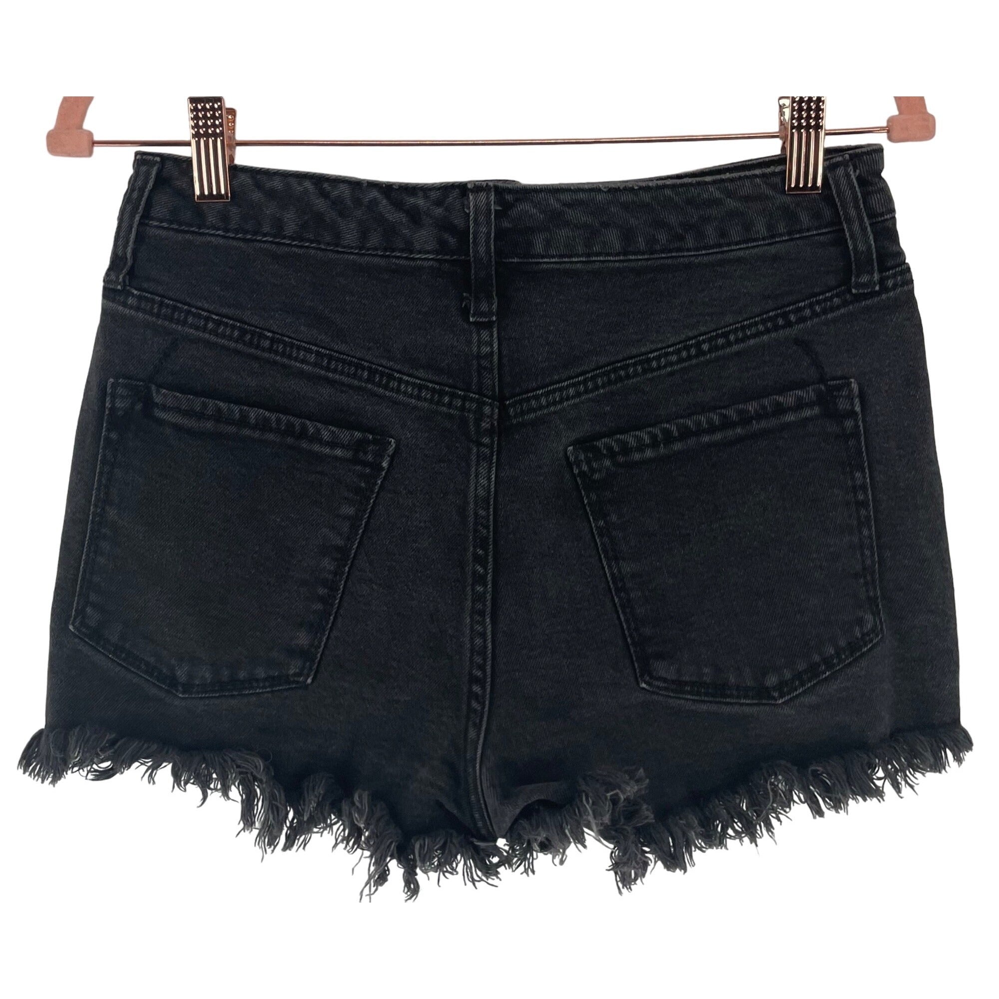 Mossimo Women's Size 8/29 High Rise Black Distressed Fringe Hem Denim Shorts