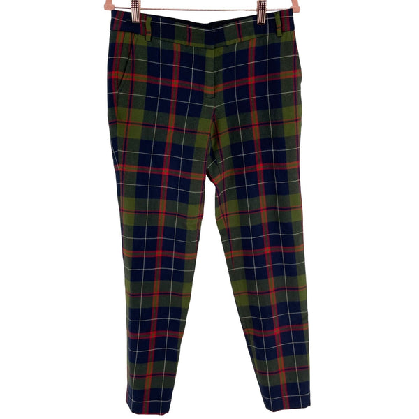 J. Crew Women's Size 6 Olive Green, Navy & Red Plaid Pants