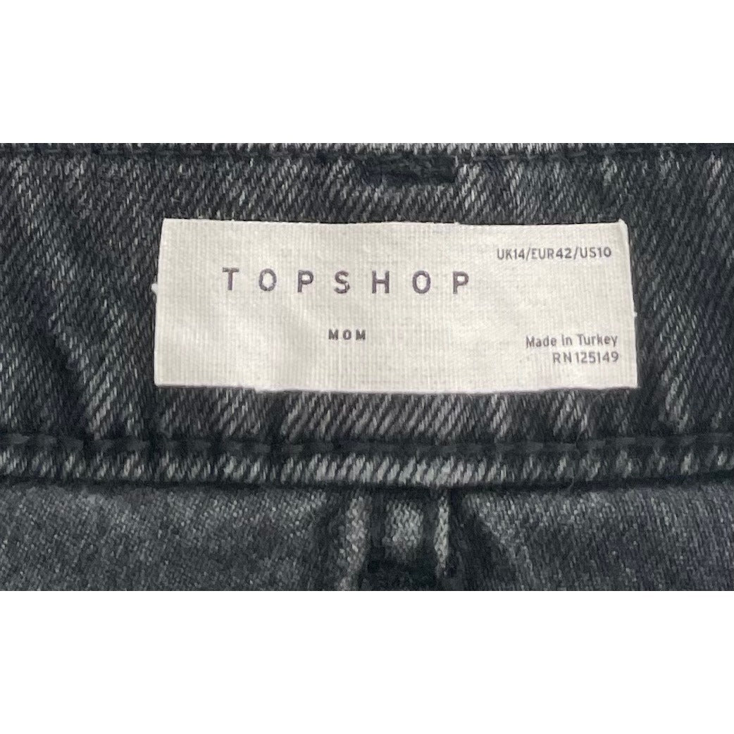 Topshop Women's Size 10 MOM Slate Grey Denim Roll-Up Jean Shorts