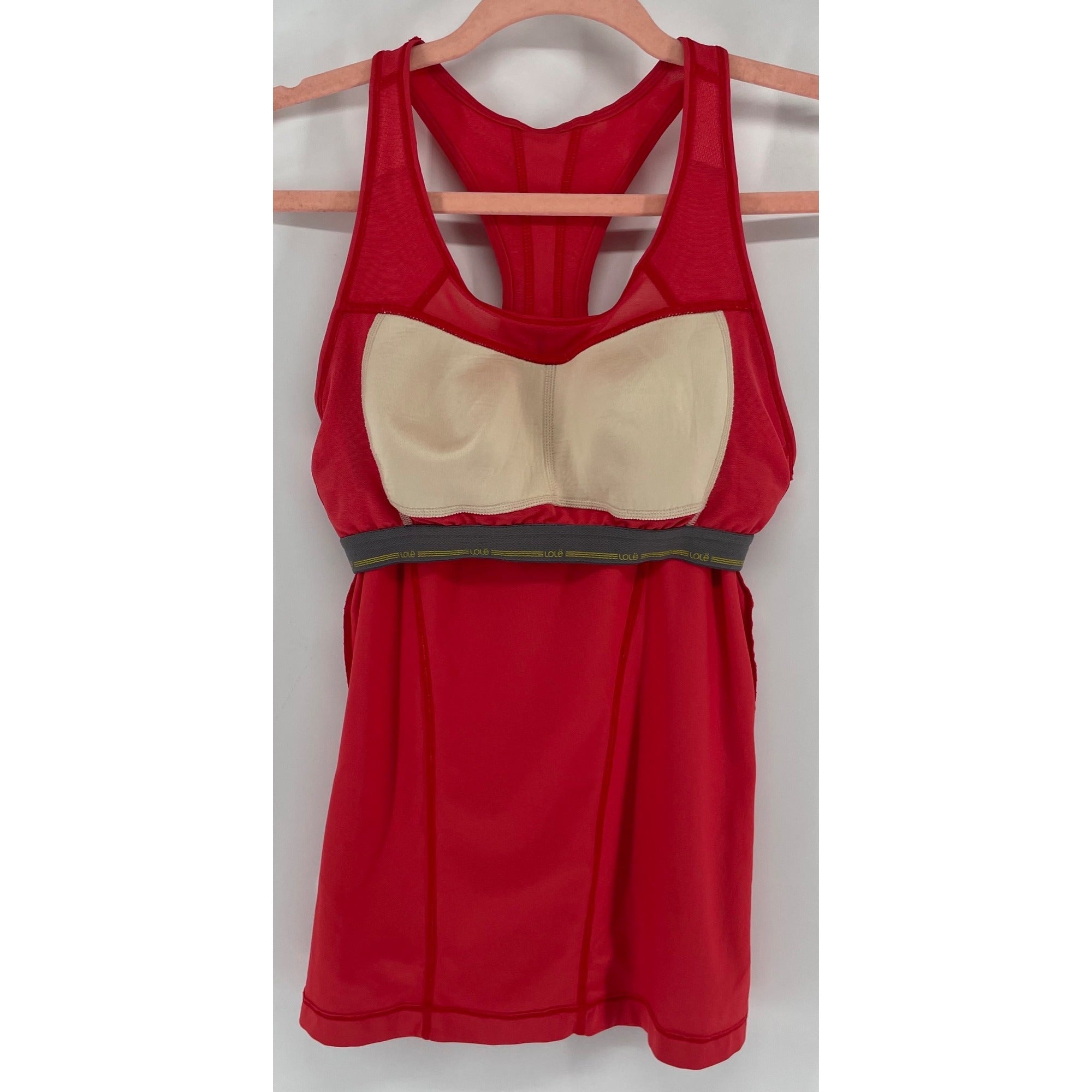 Lole Women's Size Medium Coral Pink Workout Tank Top W/ Built-In Sports Bra