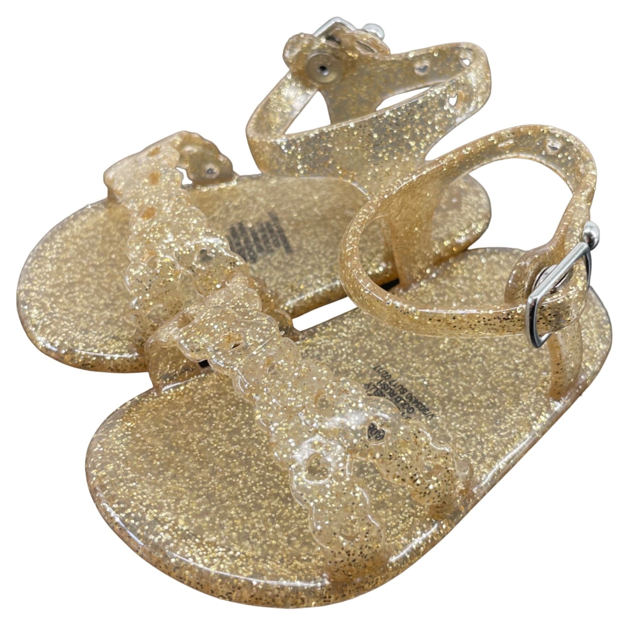 Baby Girl's Size 0-3 Months Gold Rush Jelly Sparkly Flat Sandals