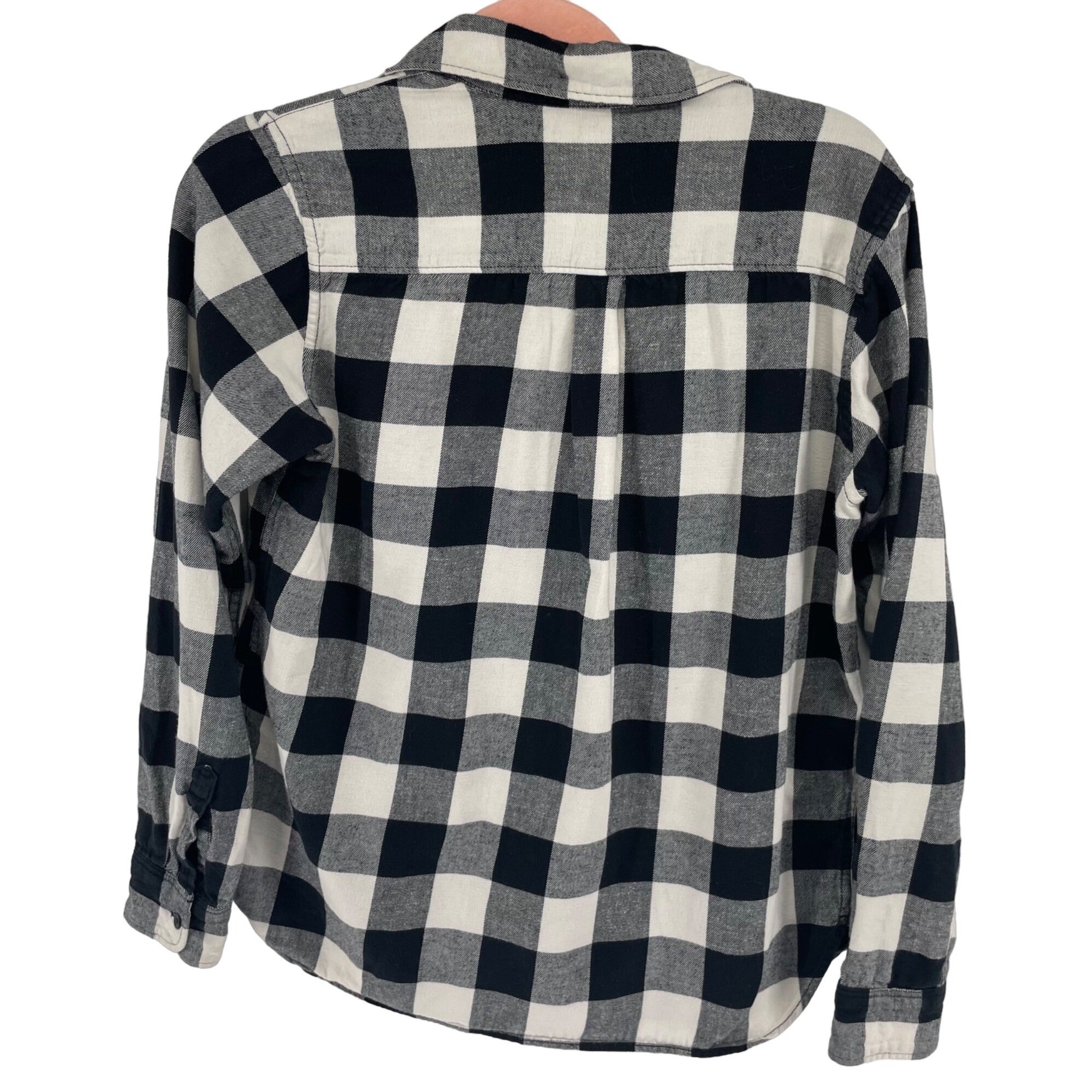 Uniqlo Unisex Size Small Black & White Checked Plaid Button-Down Shirt