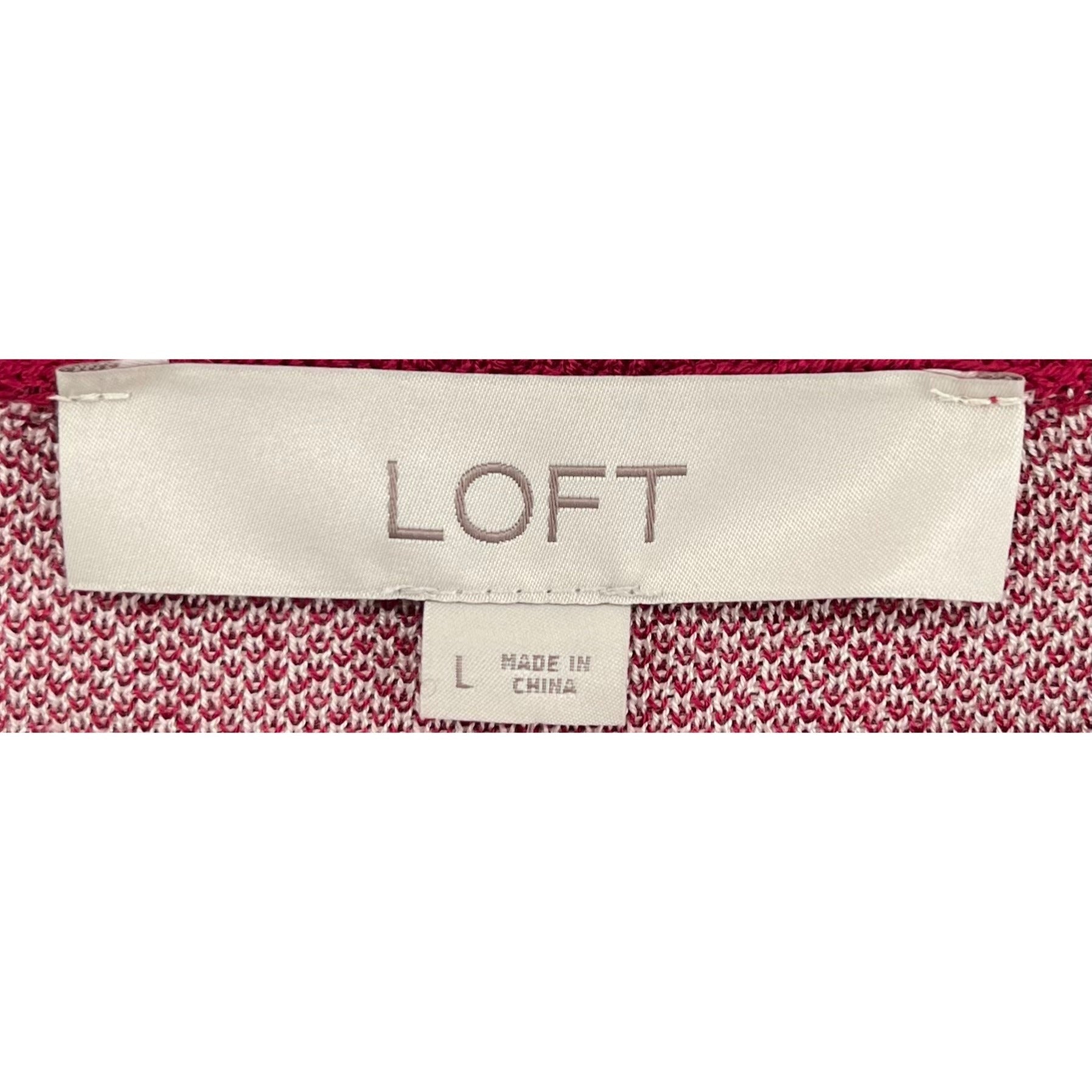 NWT LOFT Women's Size Large Red & White Crew Neck Sweater