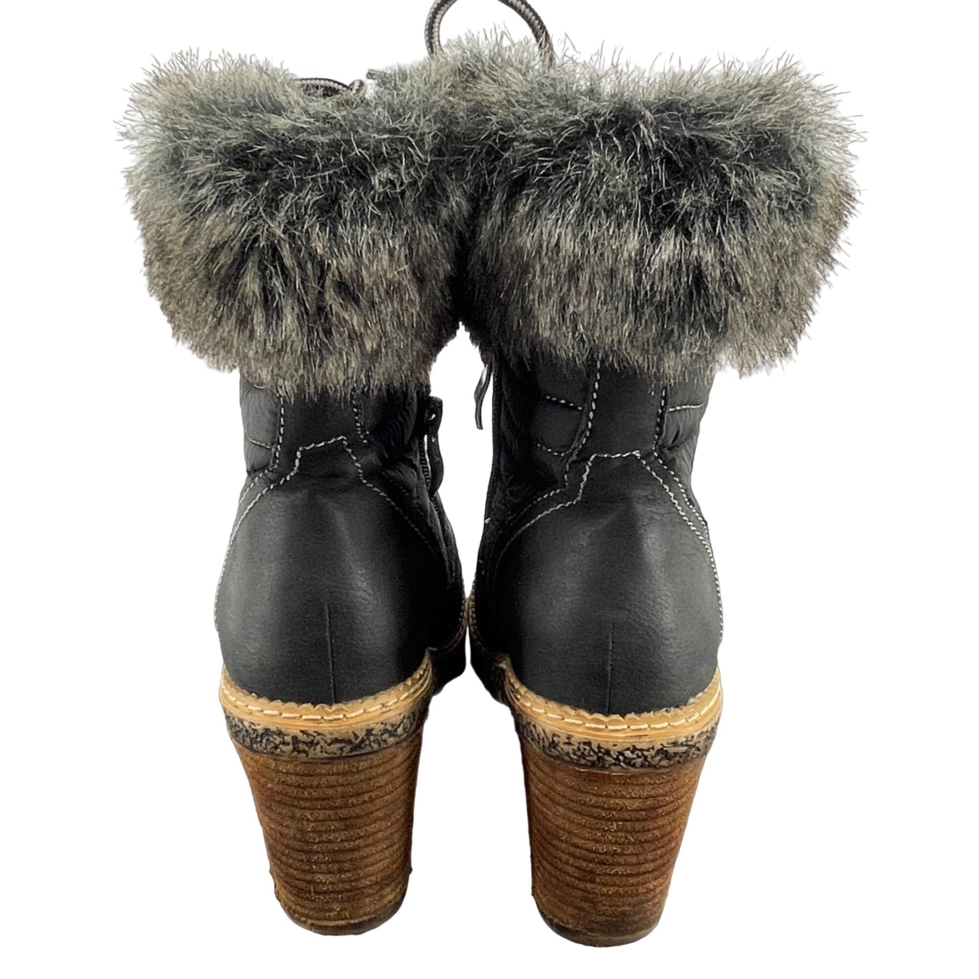 Vintage Havana Women's Size 7 Dark Brown 3" Leather Faux Fur Sadie Booties