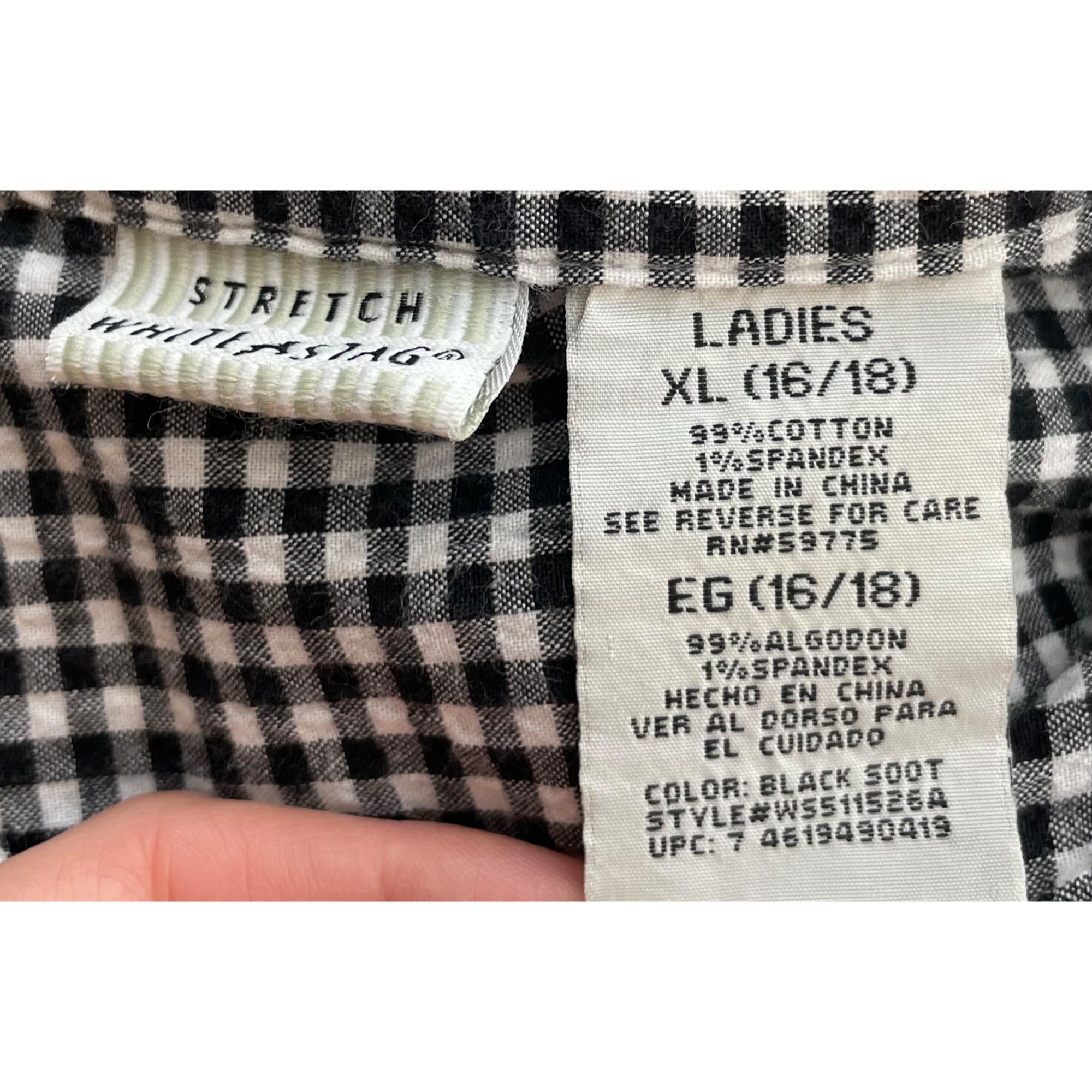 White Stag Stretch Women's Women's Size XL (16/18) Black & White Checked Shirt