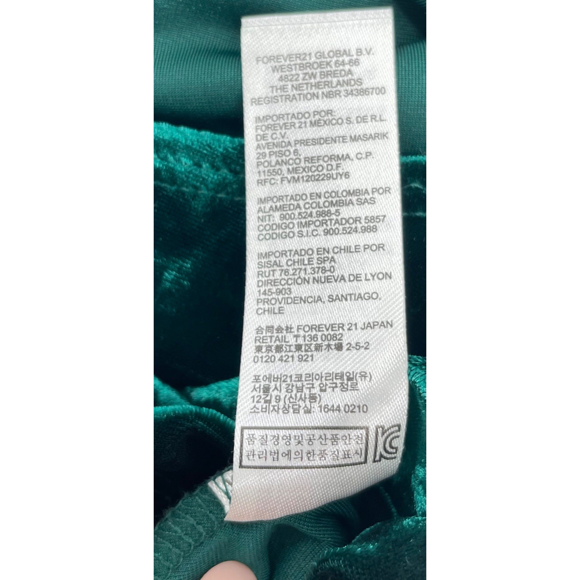 Forever 21 Women's Size Medium Crushed Velour Emerald Green 3/4 Length Sleeve A-Line Midi-Dress