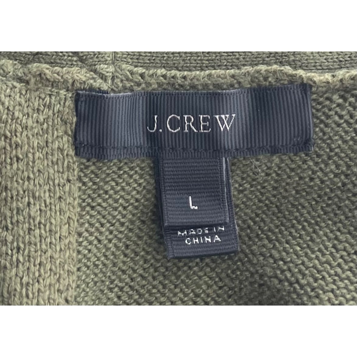 J. Crew Women's Size Large Olive Green Sleeveless Top W/ Navy/White Ribbon