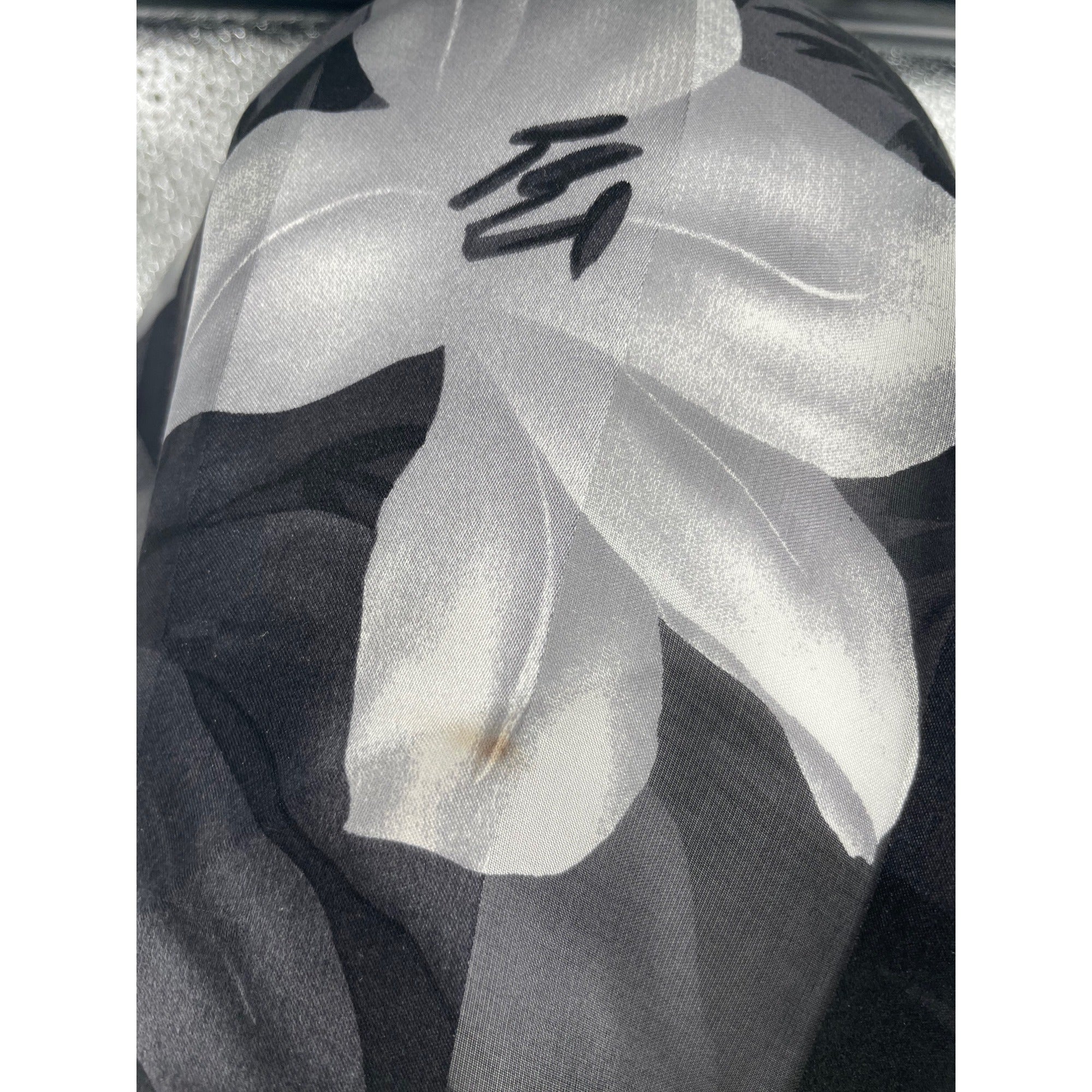 Women's Black, Grey & SIlver Sheer Floral Satin/Silk Scarf