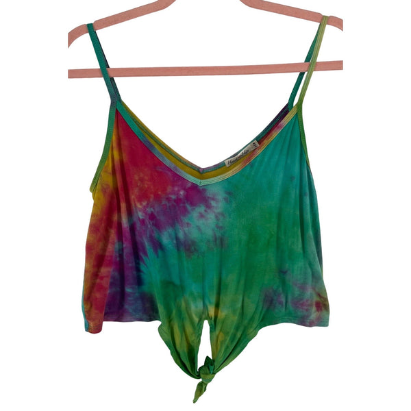 Heart & Hips Women's Size Medium Multi-Colored Tie Dye Spaghetti Strap Crop Top Cami W/ Tie