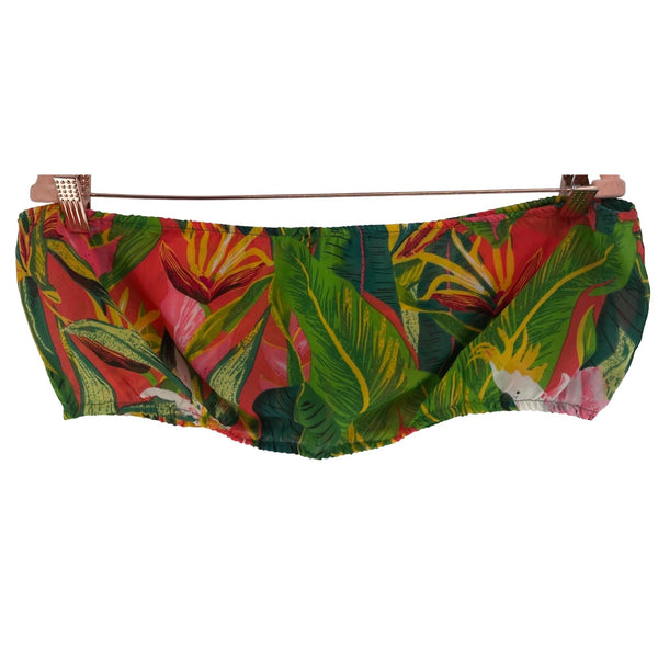 NWOT Boohoo Women's Size Large Multi-Colored Tropical Bandeau Top