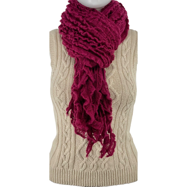 NWOT Women's Magenta Knit Scarf W/ Tassels