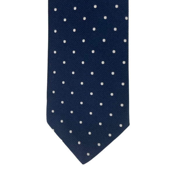 Montgomery Ward Men's Navy Dress Tie W/ White Polka Dots