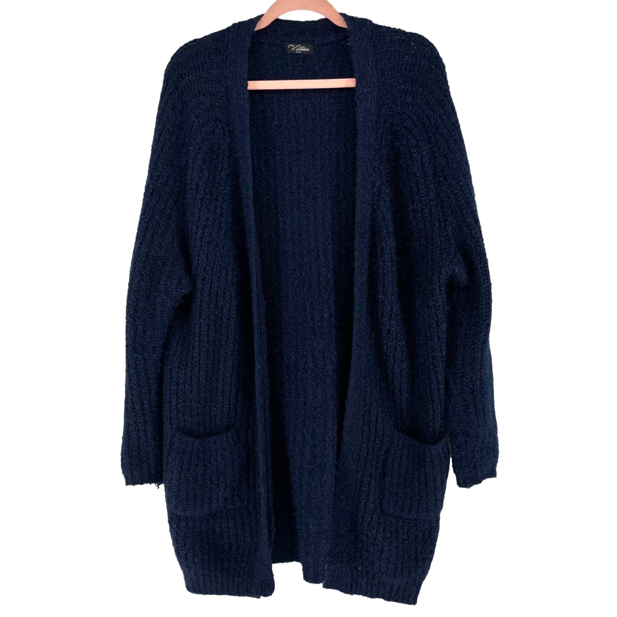 Victoria Women's Size Small/Medium Navy Long-Line Chunky Knit Cardigan