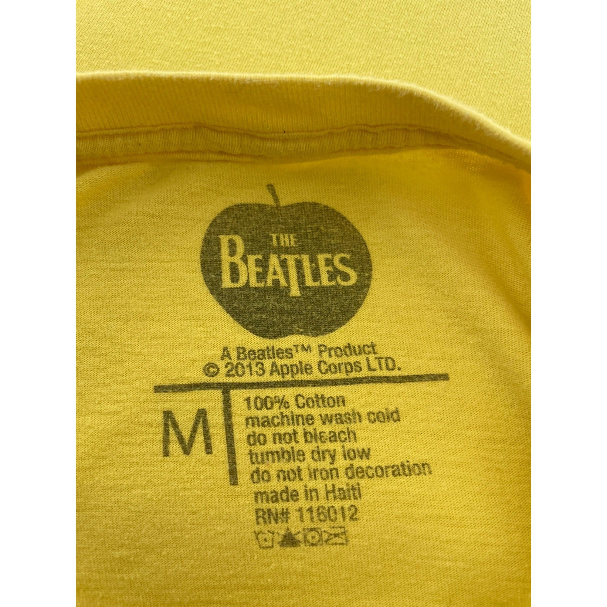 The Beatles Men's Size Medium Yellow/Grey Crew Neck Graphic "Beatles" T-Shirt