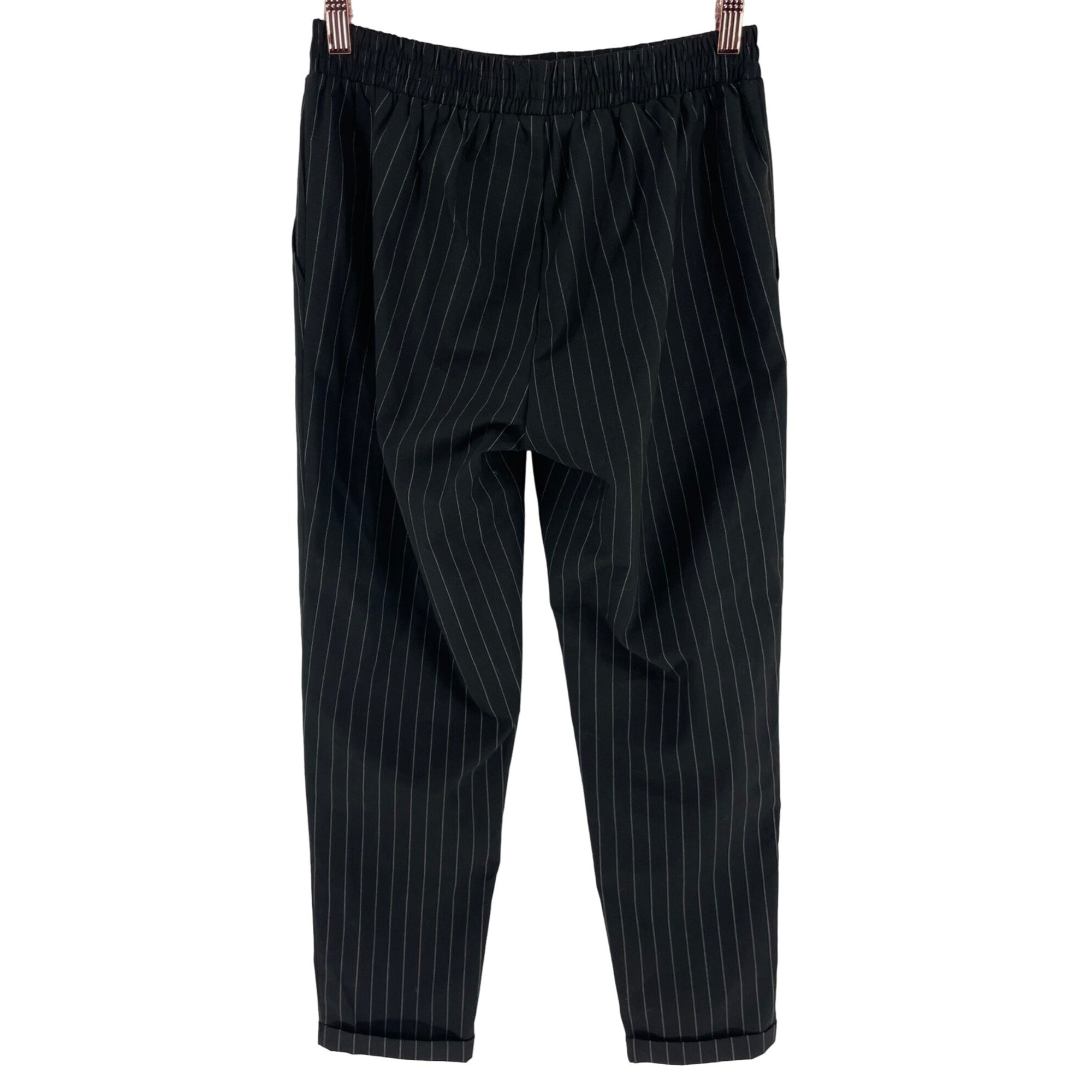 Revamped Women's Size Large Black Pinstripe Dress Pants