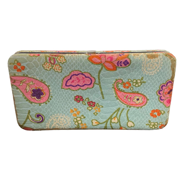 Women's Vintage Multi-Colored Paisley & Floral Snakeskin Wallet