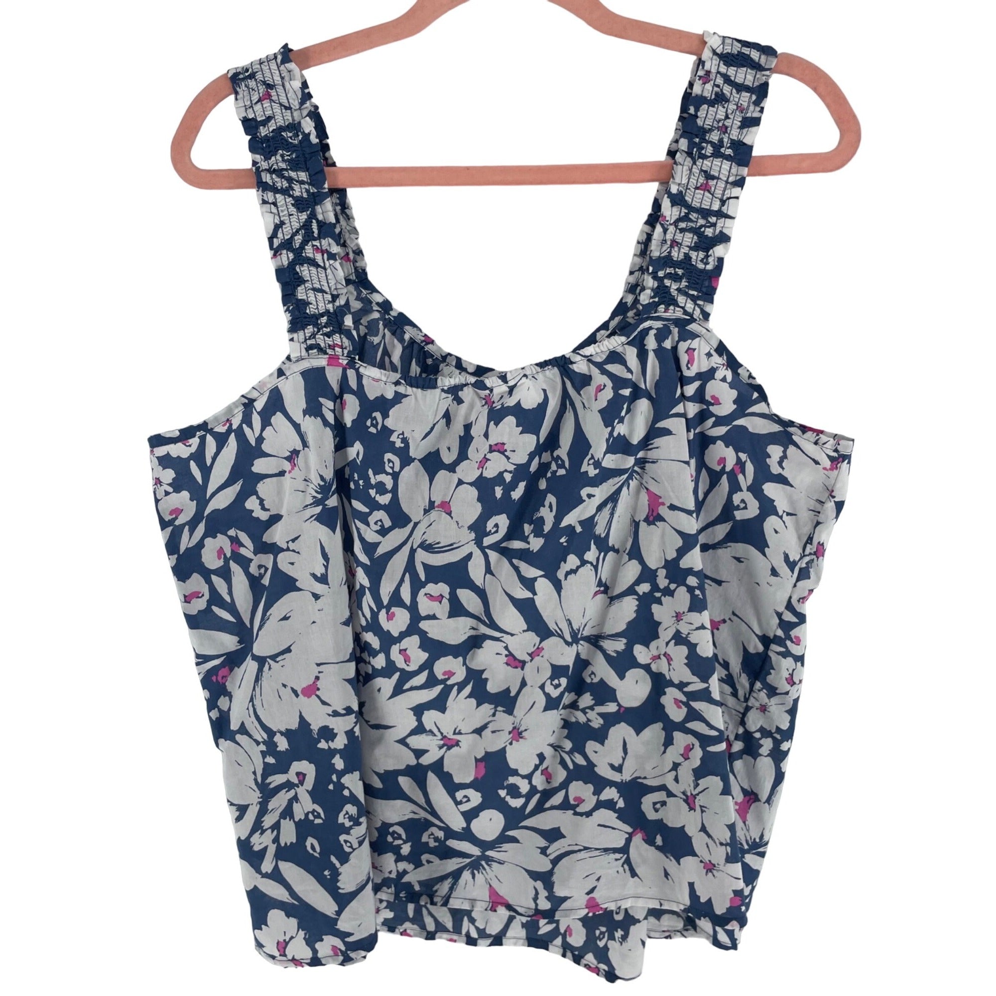 NWT GAP Women's Size Large Blue/White/Pink Floral Sheer Tank Top