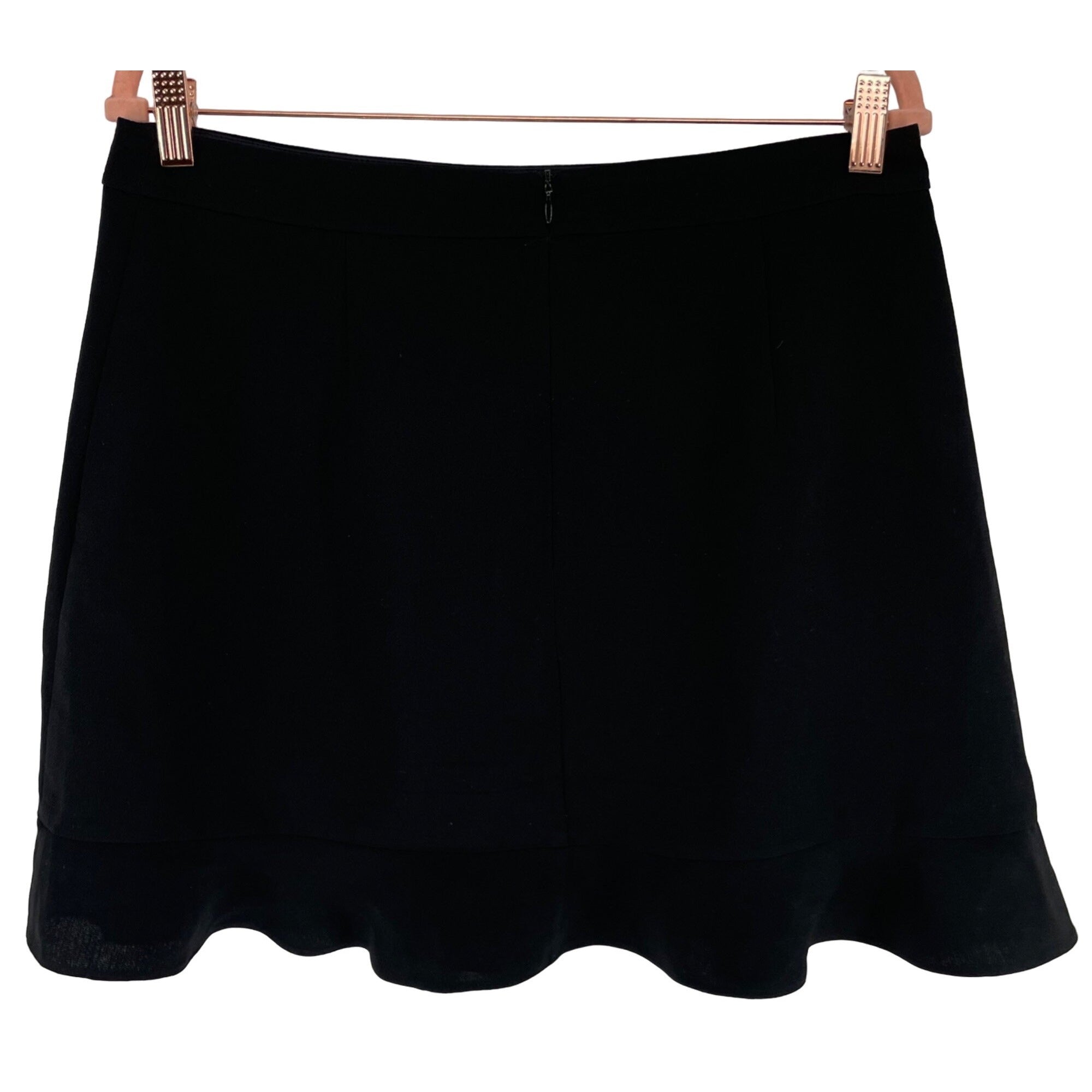 Oasis Women's Size 14 Black Ruffle Trim Mini Skirt