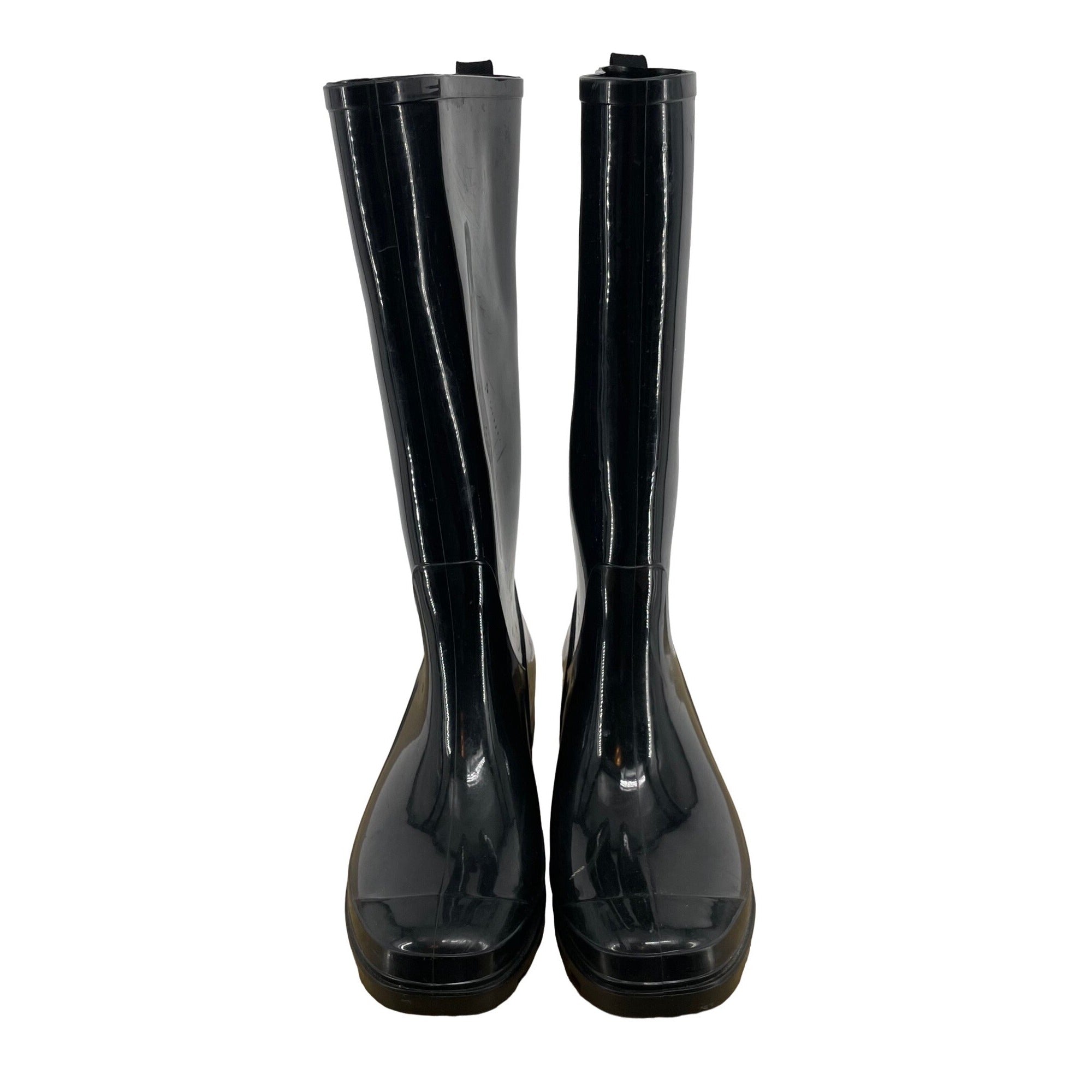 Billito Women's Size 7 Black Mid-Calf Rubber Waterproof Rain Boots