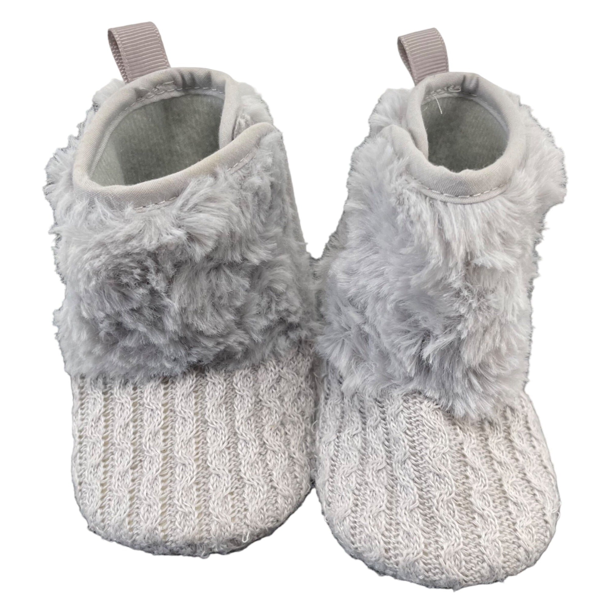 Stepping Stones Baby Girl's Size 3-6 Months Grey Faux Fur Trim Sweater Booties