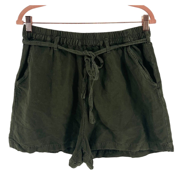 Lucky Brand Women's Size Medium Olive Green Linen Shorts W/ Stretch Band Waist