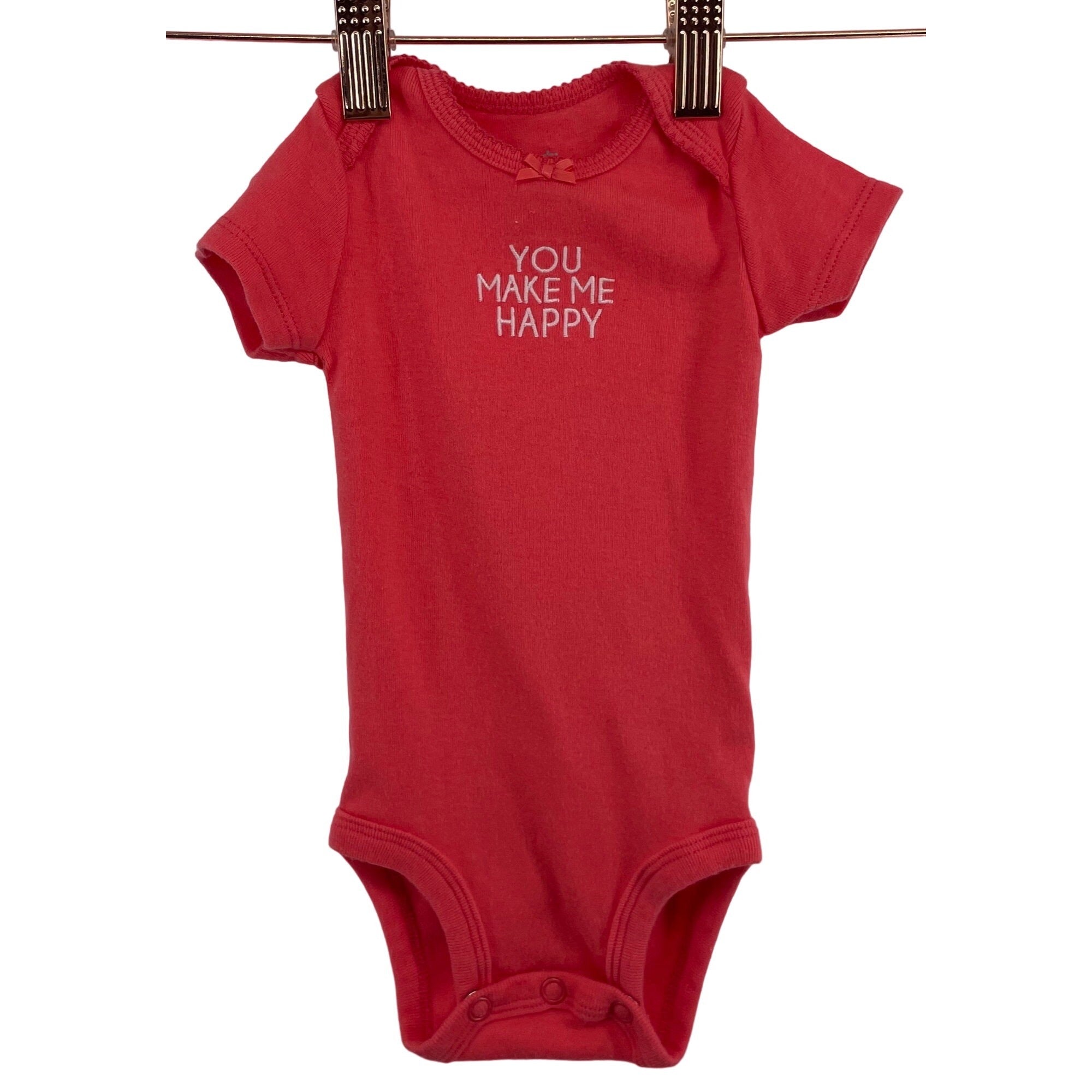 Carter's Baby Girl's Coral Pink Graphic "You Make Me Happy" Onesie