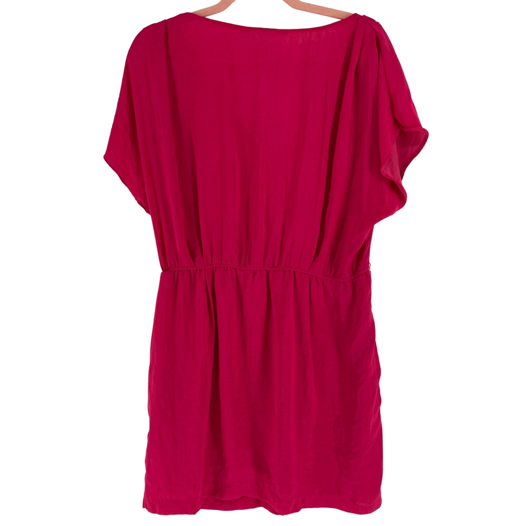 Zara Basic Women's Size XL Fuchsia Satin Short-Sleeved Mini Dress