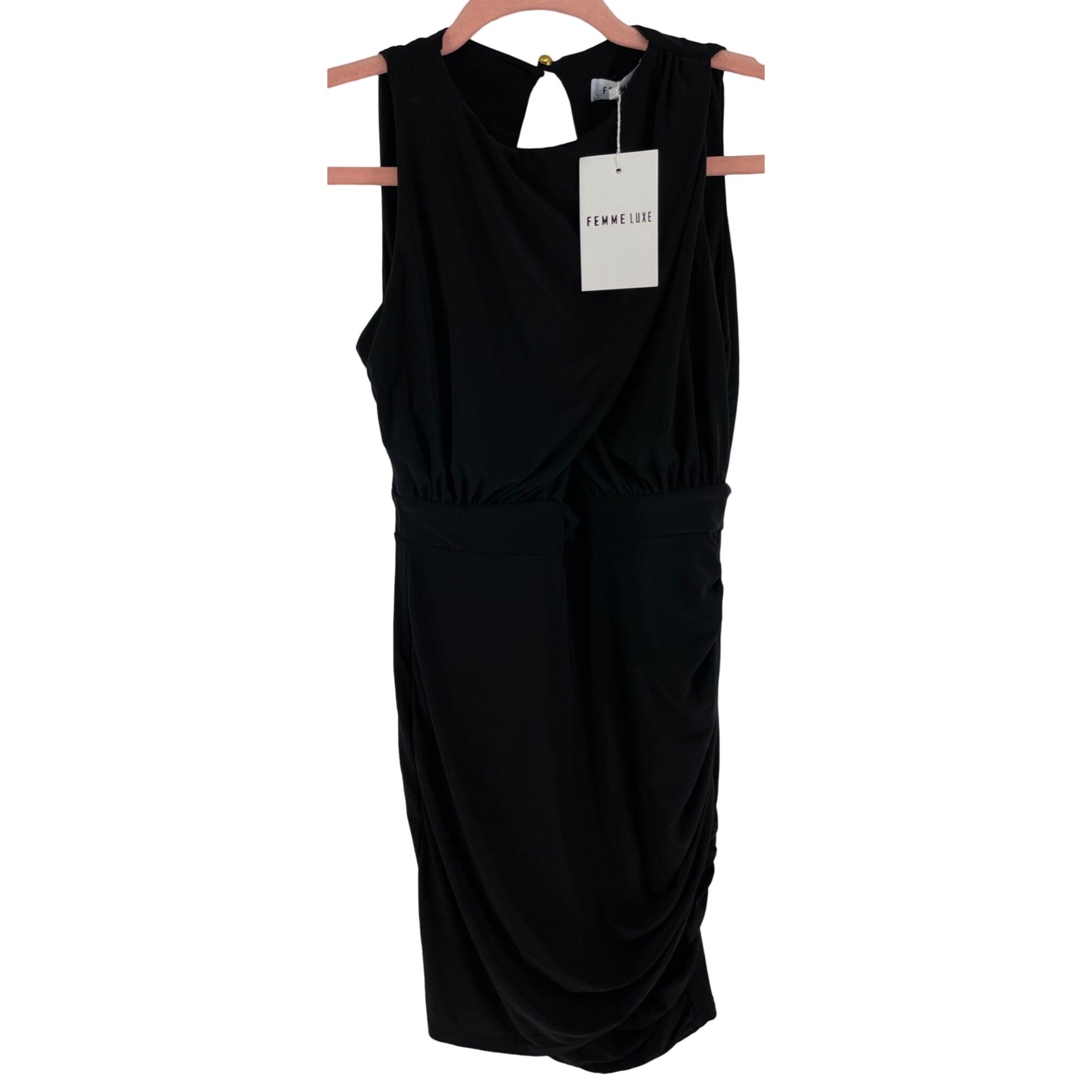 NWT Femme Luxe Women's Size 6 Black Sleeveless Cocktail Dress