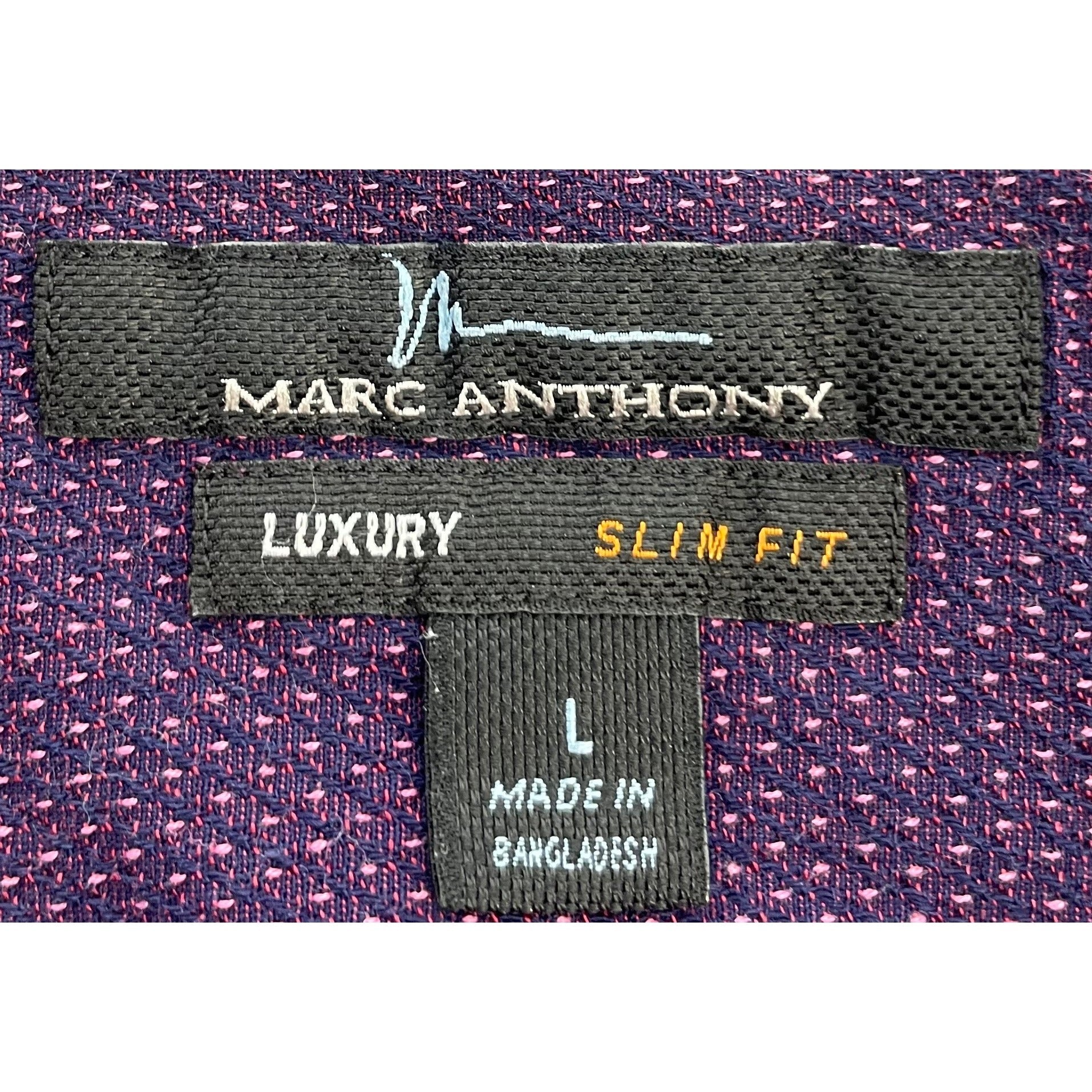 Marc Anthony Men's Size Large Luxury Slim Fit Purple Button-Down Shirt