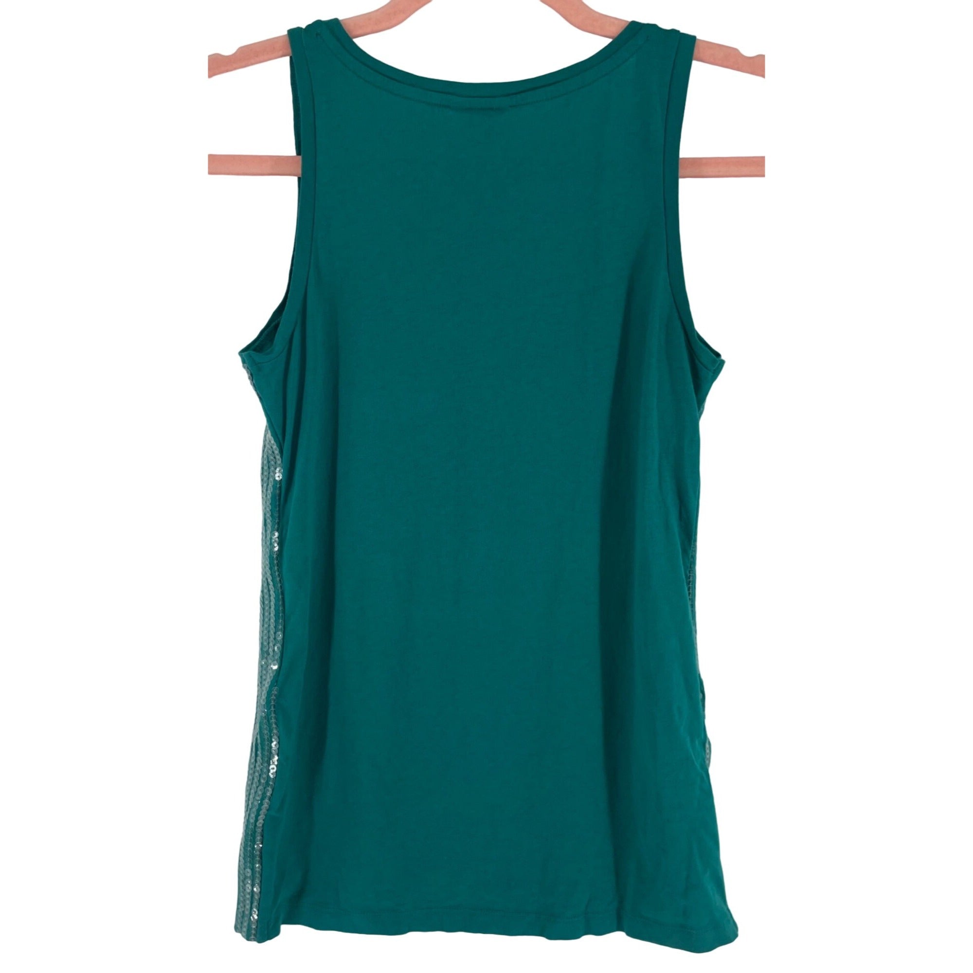 Ann Taylor Women's Size XS Sleeveless Teal Sequin Front Tank Top