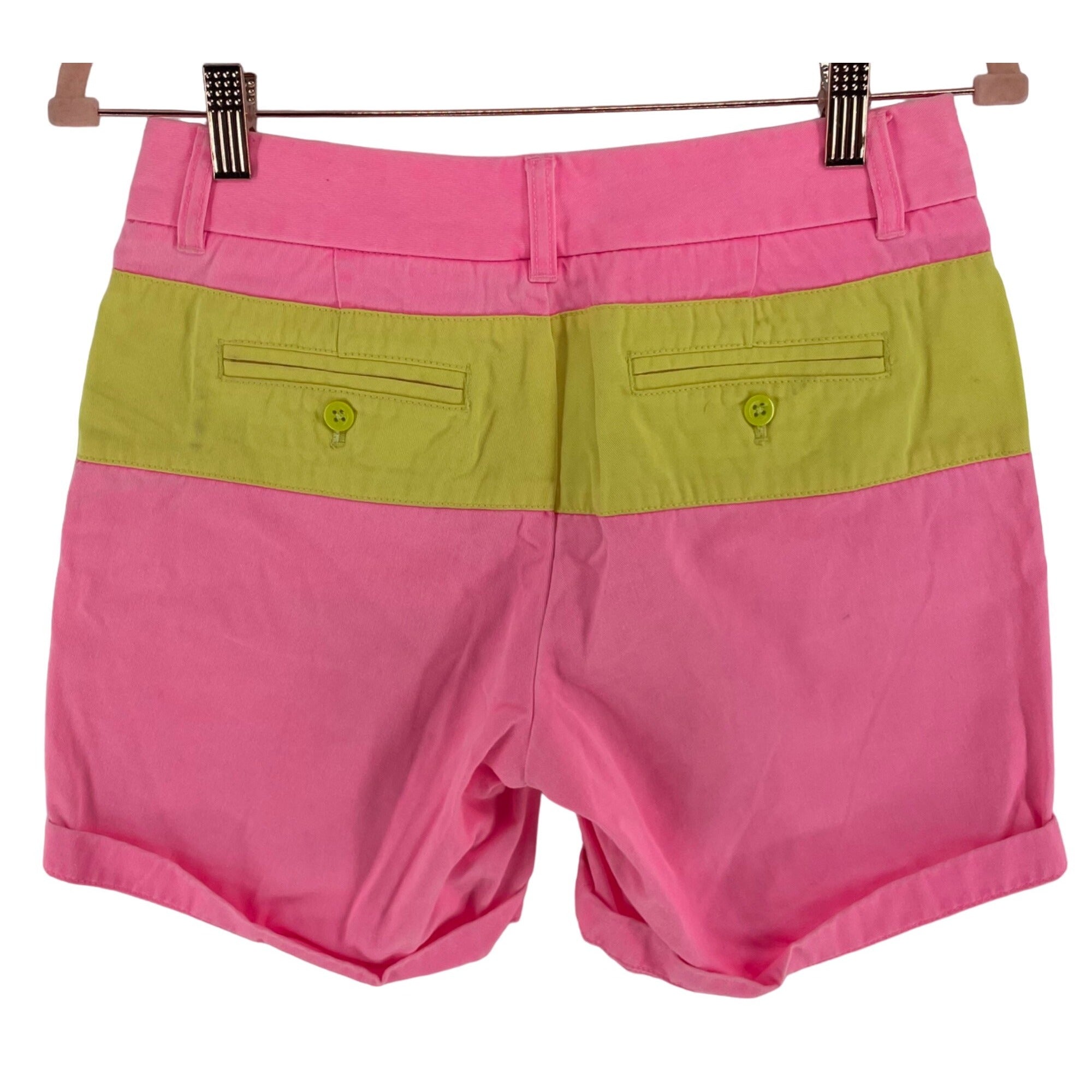 J. Crew Broken In Boyfriend Women's Size 00 Neon Pink & Yellow Shorts