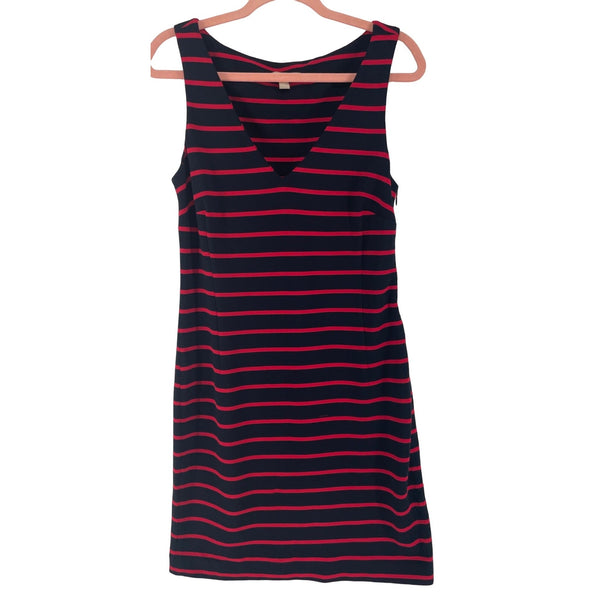 Banana Republic Women's Size 6 Navy & Red Striped Sleeveless Sheath Dress