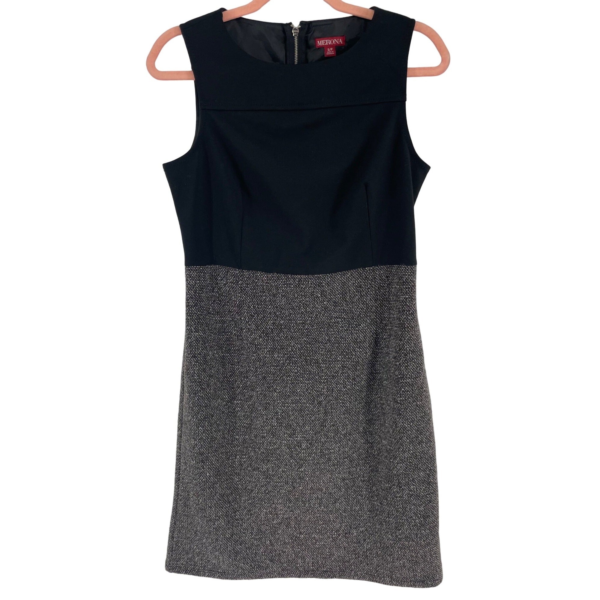 Merona Women's Size Small Black & Grey Sleeveless Tweed Shift Dress