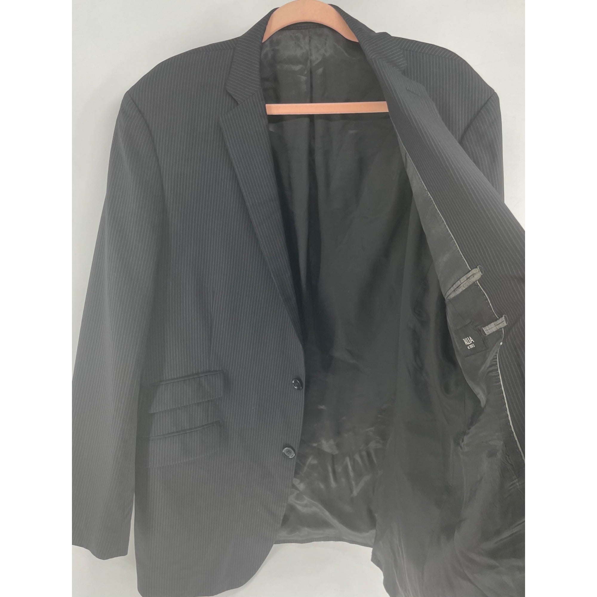 Tallia Men's Size 45R XL Black/Navy/ Pinstriped Formal Blazer