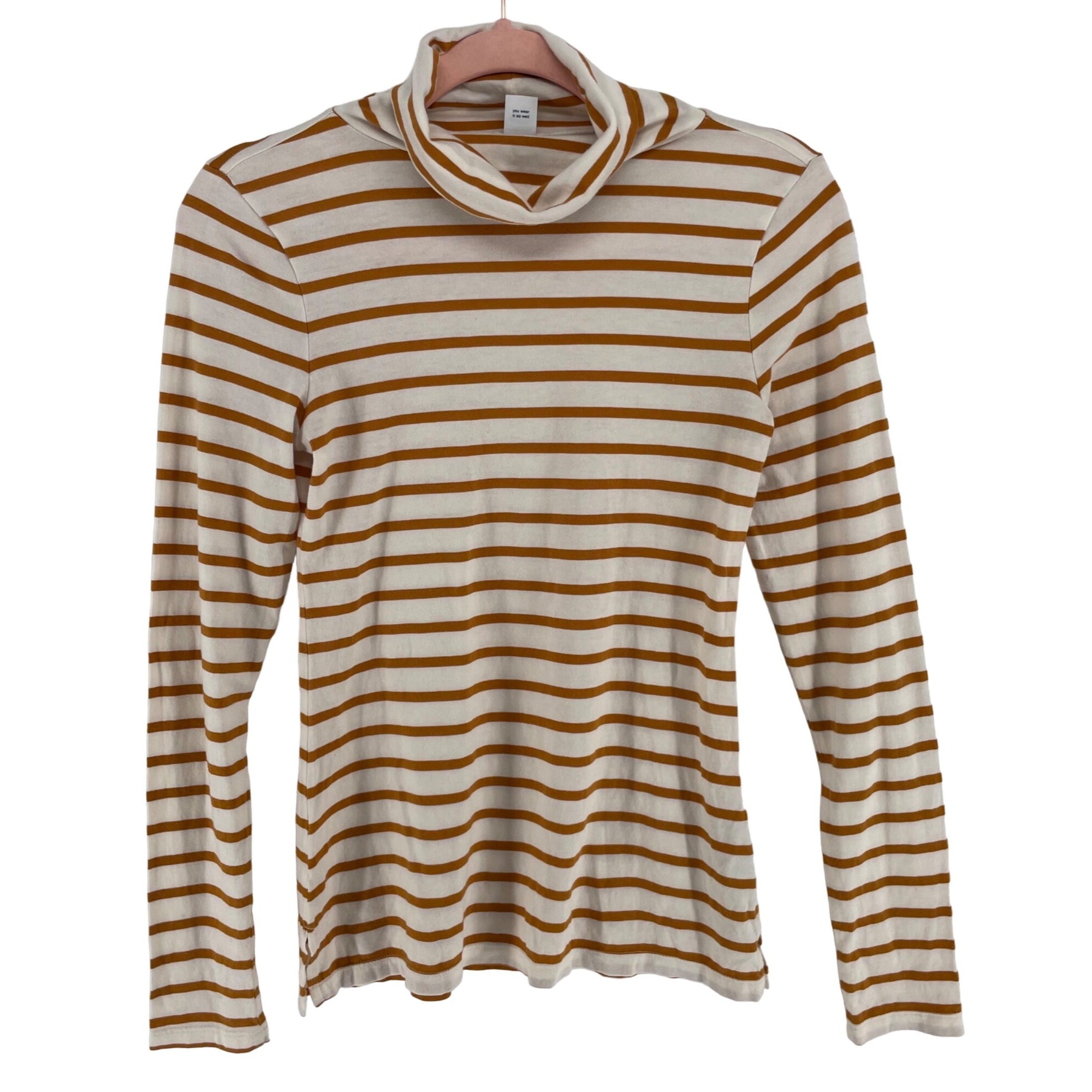 Old Navy Women's Size XS Burnt Orange & Cream Striped Turtleneck Top