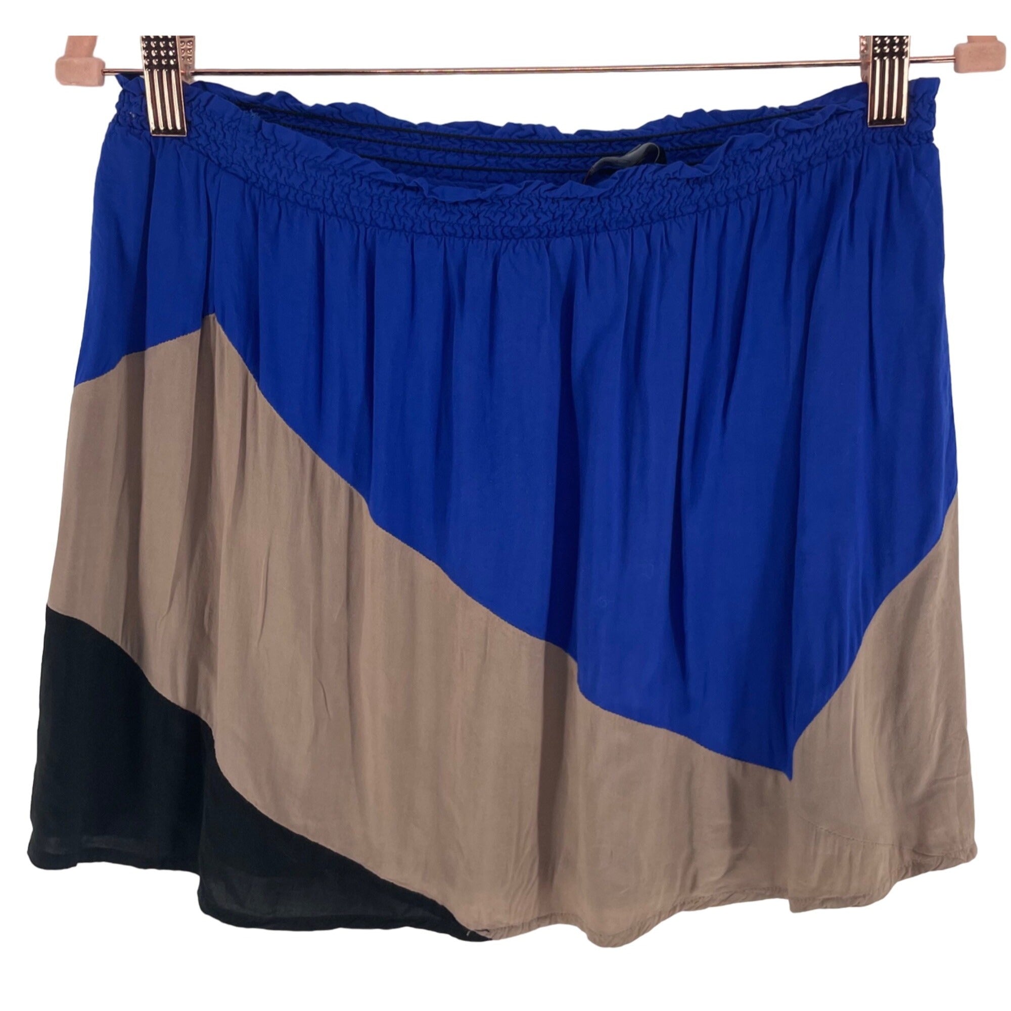 Sugarlips Women's Size Small Blue, Brown & Black Stretchy Mini Skirt