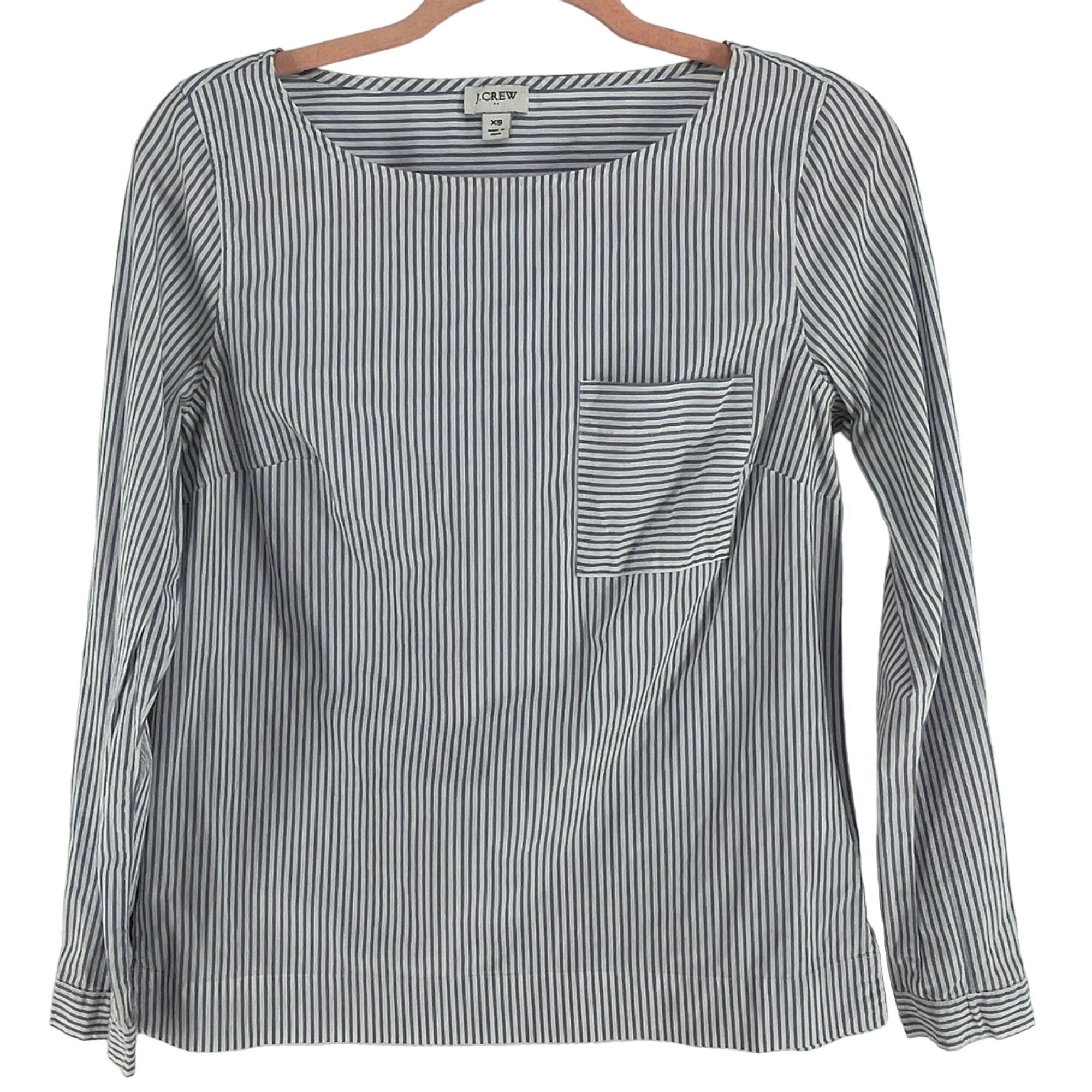 J. Crew Women's Size XS Light Blue & White Pinstriped Long-Sleeved Top