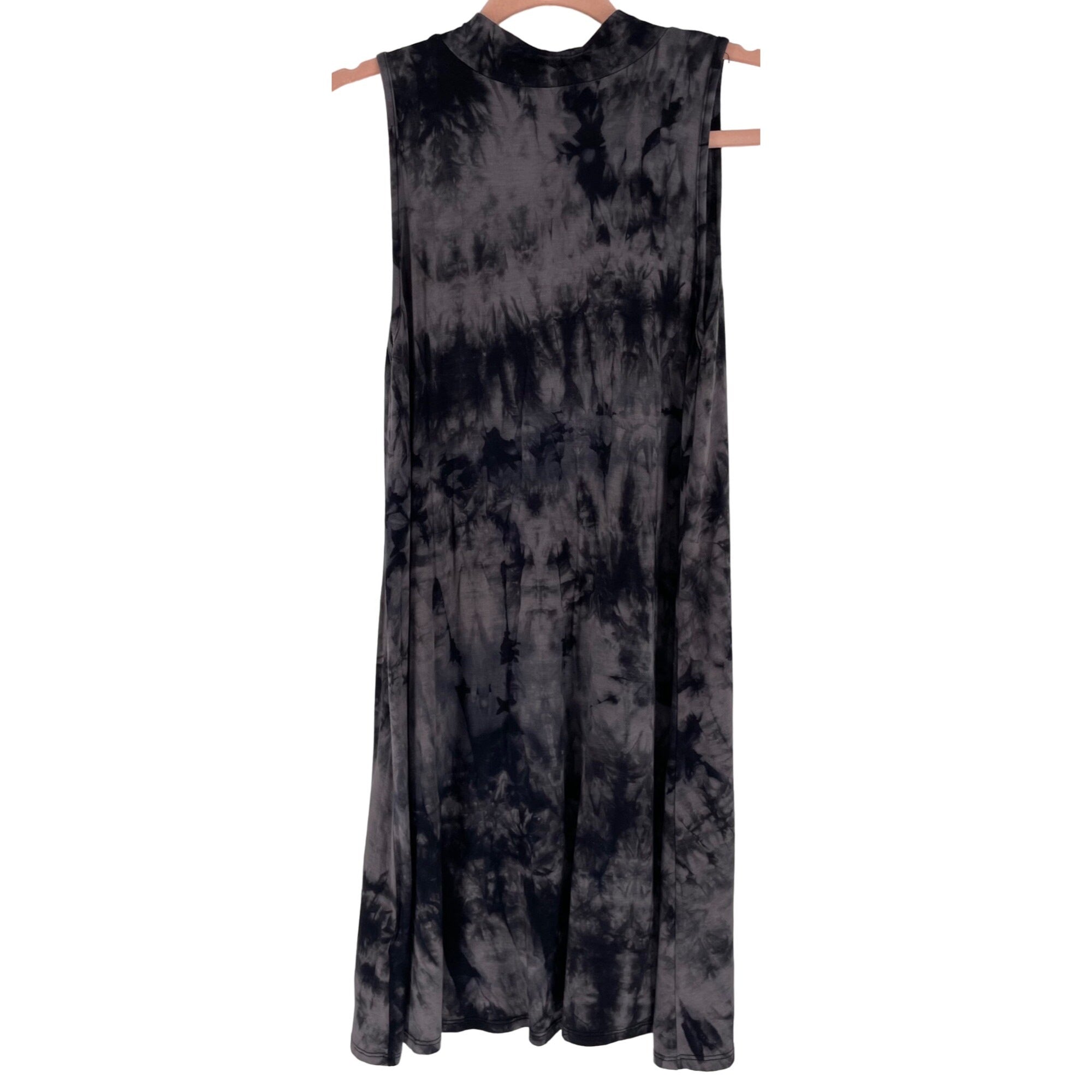 Ginger G Women's Size Medium Sleeveless Grey & Black Tie Dye Stretchy Tank Dress