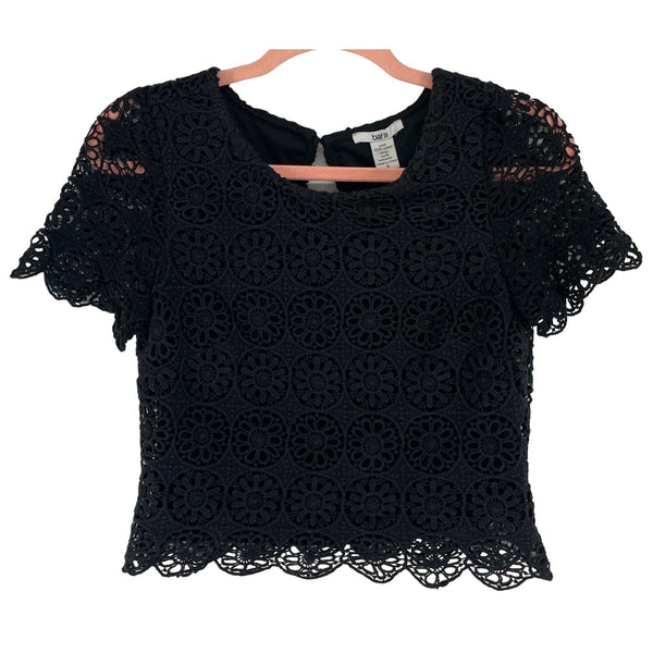 Bar lii Women's Size Small Black Floral Lace Crop Top